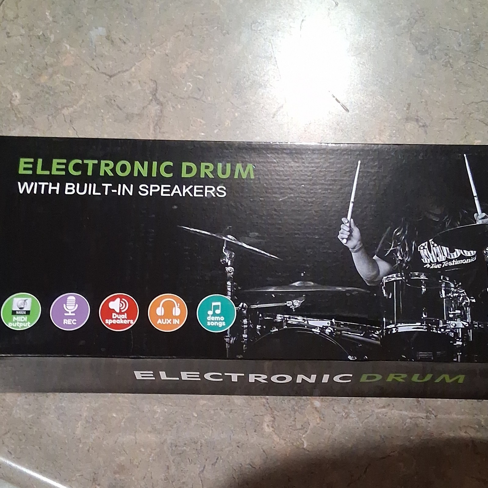 Electronic Drum Pad 7-Pad Silicone w/ Speakers MIDI USB AUX, Pedal Sticks