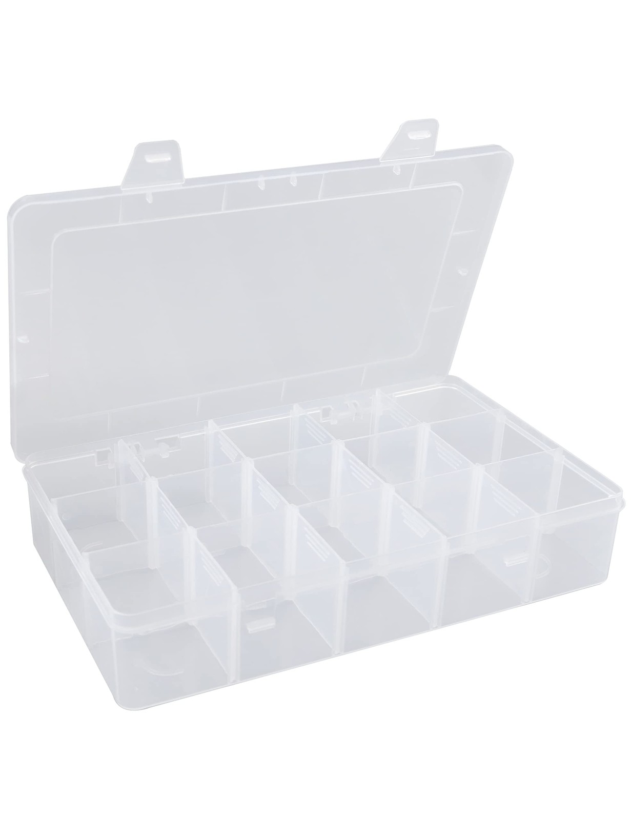 Hlotmeky Plastic Organizer Box with 10.8 x 6.3 x 2.2 inches, 15 Large Grids