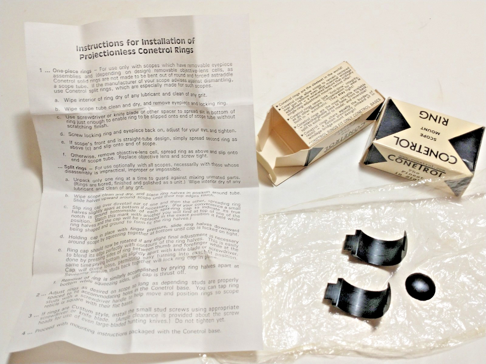 Vintage Conetrol 1" Scope  Split Rings Pair #8 H3 Complete Set W/Caps NOS 1960s