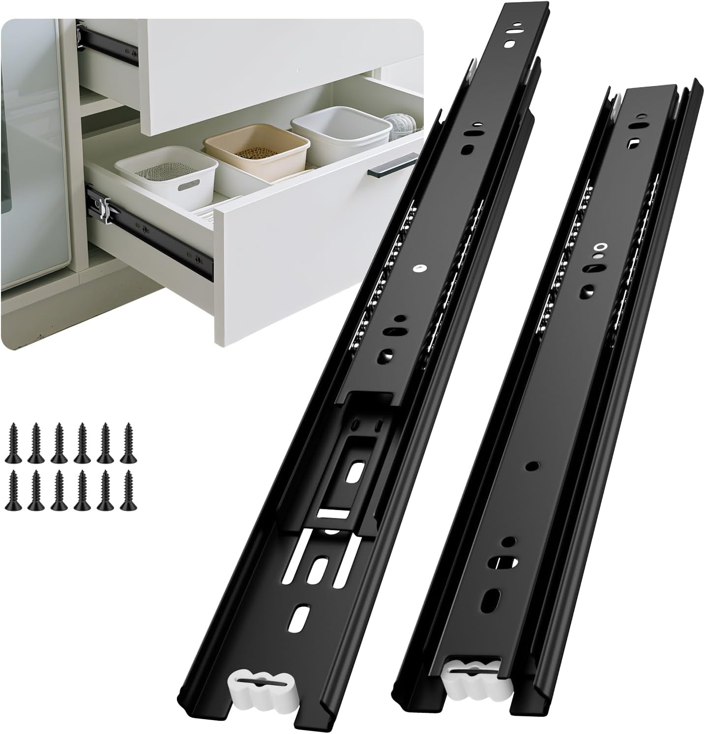 Full Extension Ball Bearing Drawer Slides 12 Inch Side Mount Cabinet Rails1 Pair