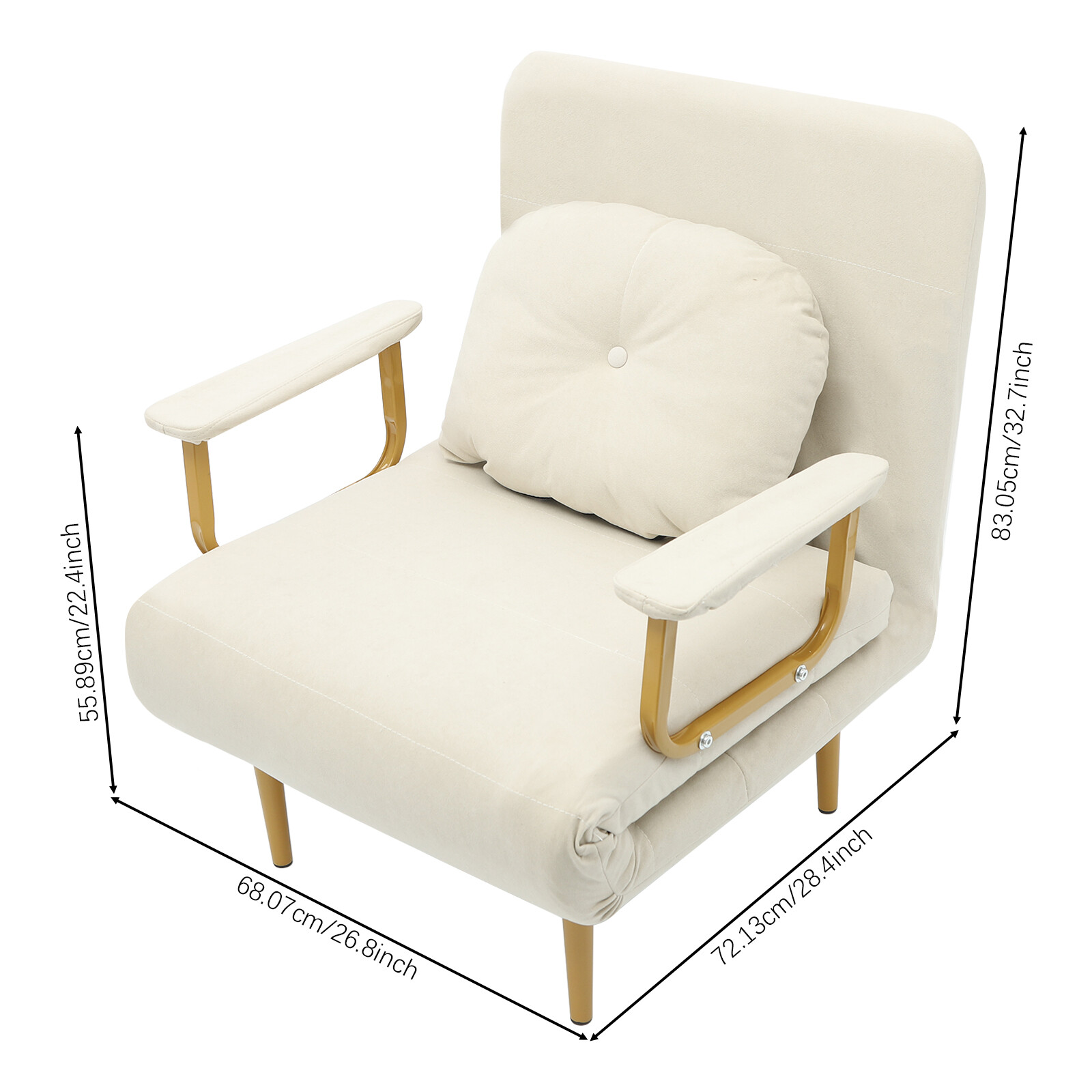 Convertible Sofa Bed Off-white Sofa Chair Bed Floor Standing Folding Sofa Bed