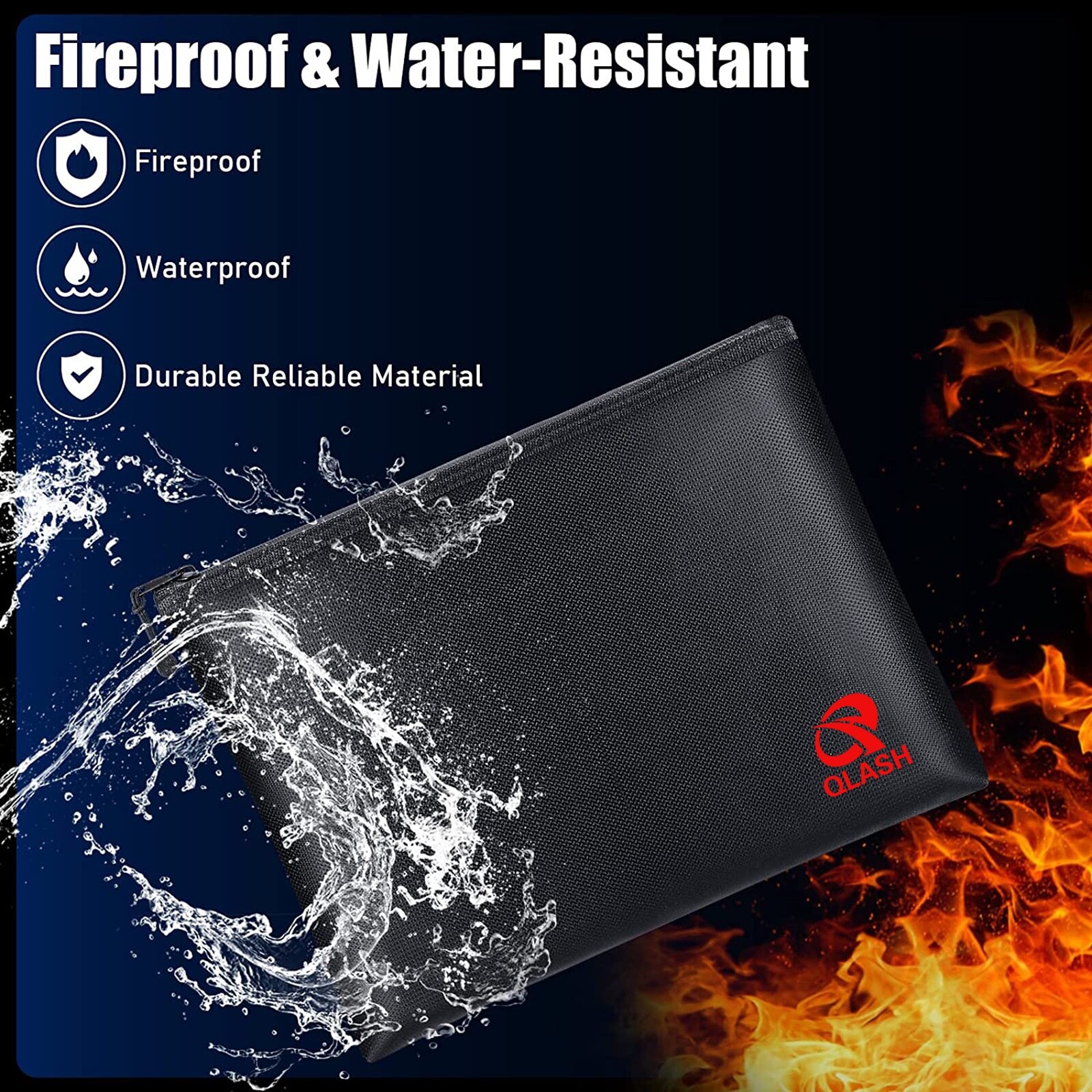 Fireproof Waterproof Bag Money Cash 4 Document File Envelope Safe Zip Case US