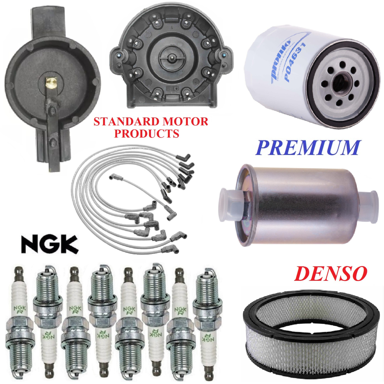 Tune Up Kit Air Oil Fuel Filters Cap Wire Spark Plugs For GMC JIMMY V8 5.0L 1987