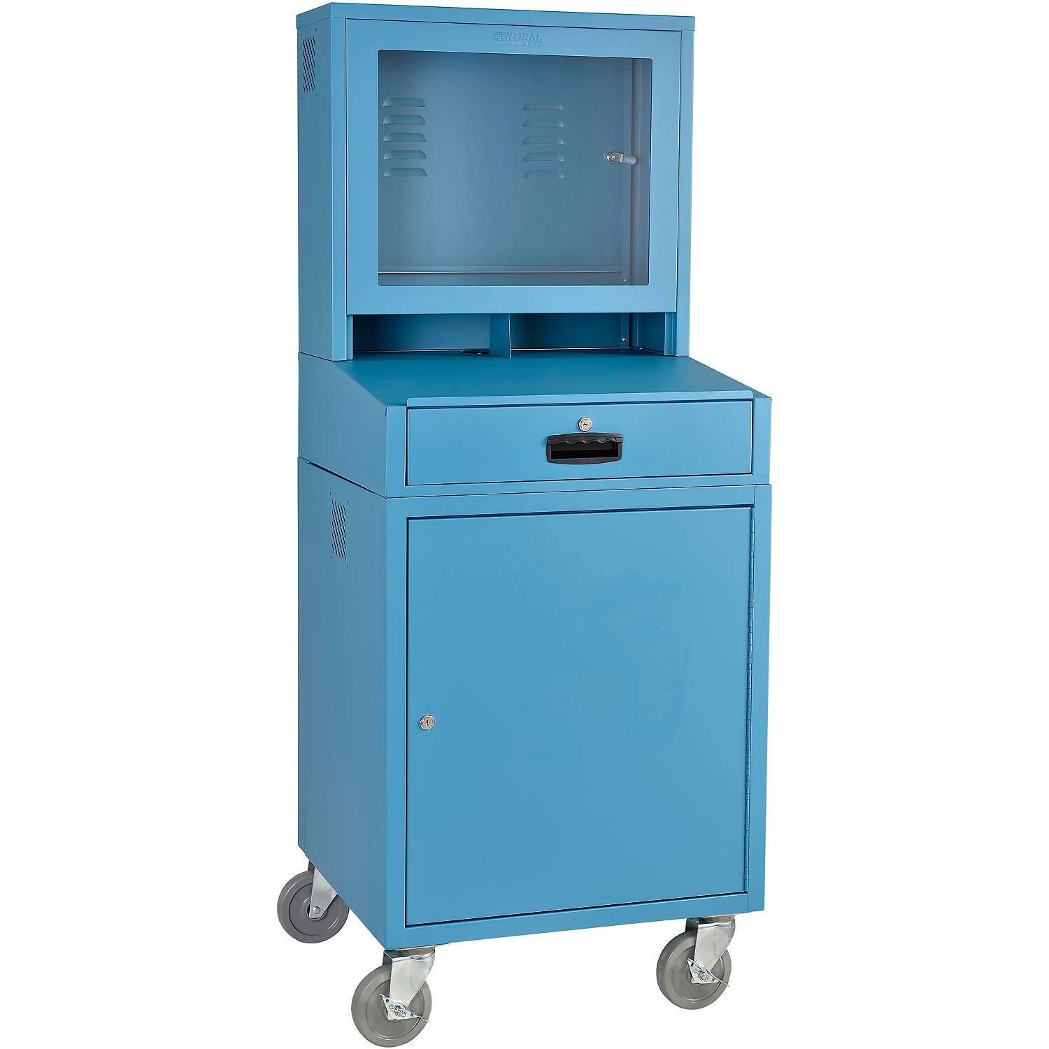 Mobile Security LCD Computer Cabinet Enclosure Blue Assembled 24-1/2"W x