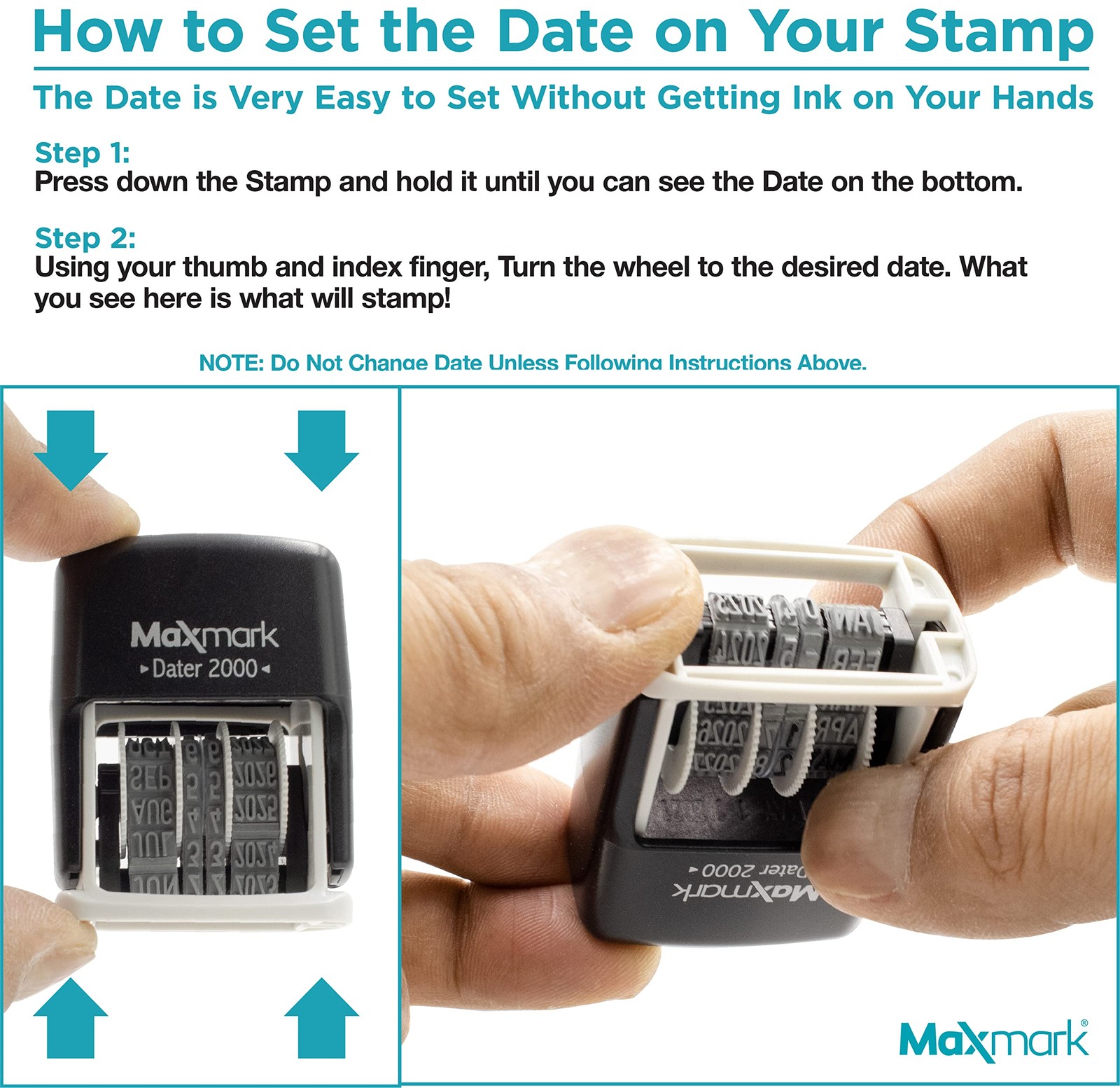 2000 Dater Self Inking Date Stamp - Black