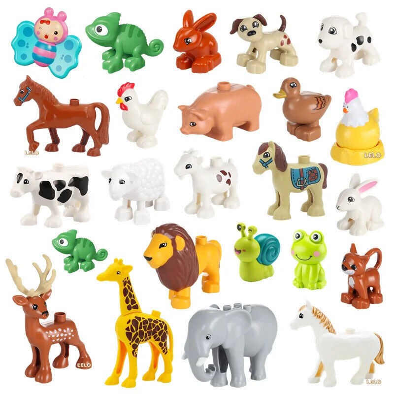 For Lego Duplo Wild Animals Of Africa Europe Domestic Animals Barn Figure