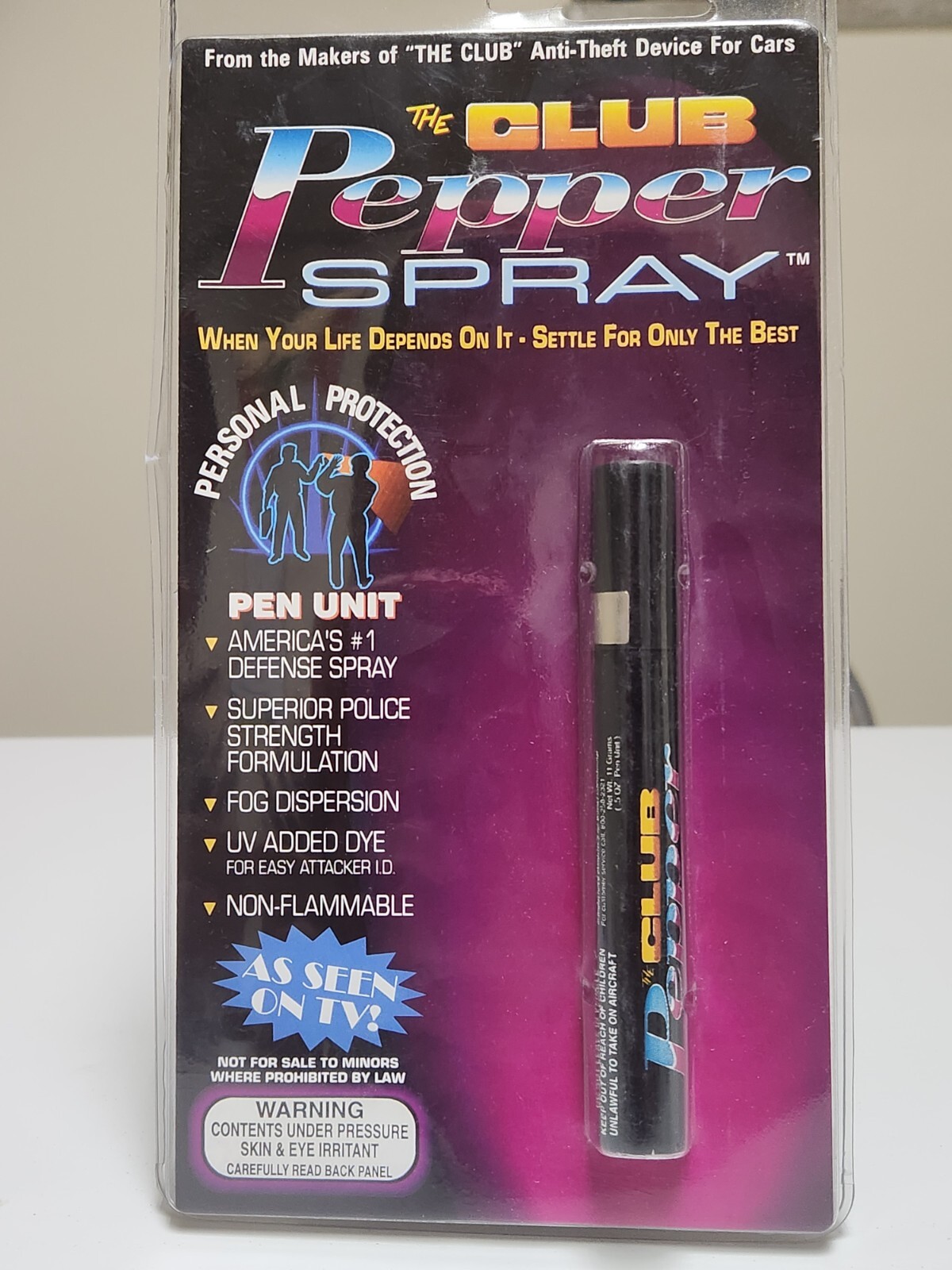 The Club Pepper Spray Personal Protection NIB!! UV Added Dye, Non-Flammable