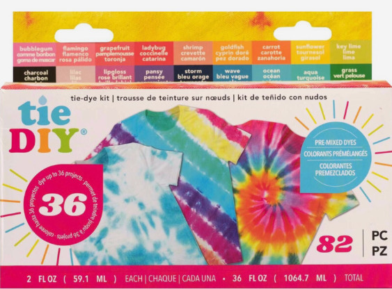 American Crafts Medium Tie Dye Kit 2oz 82/Pkg 18 ASSORTED COLORS 34003375