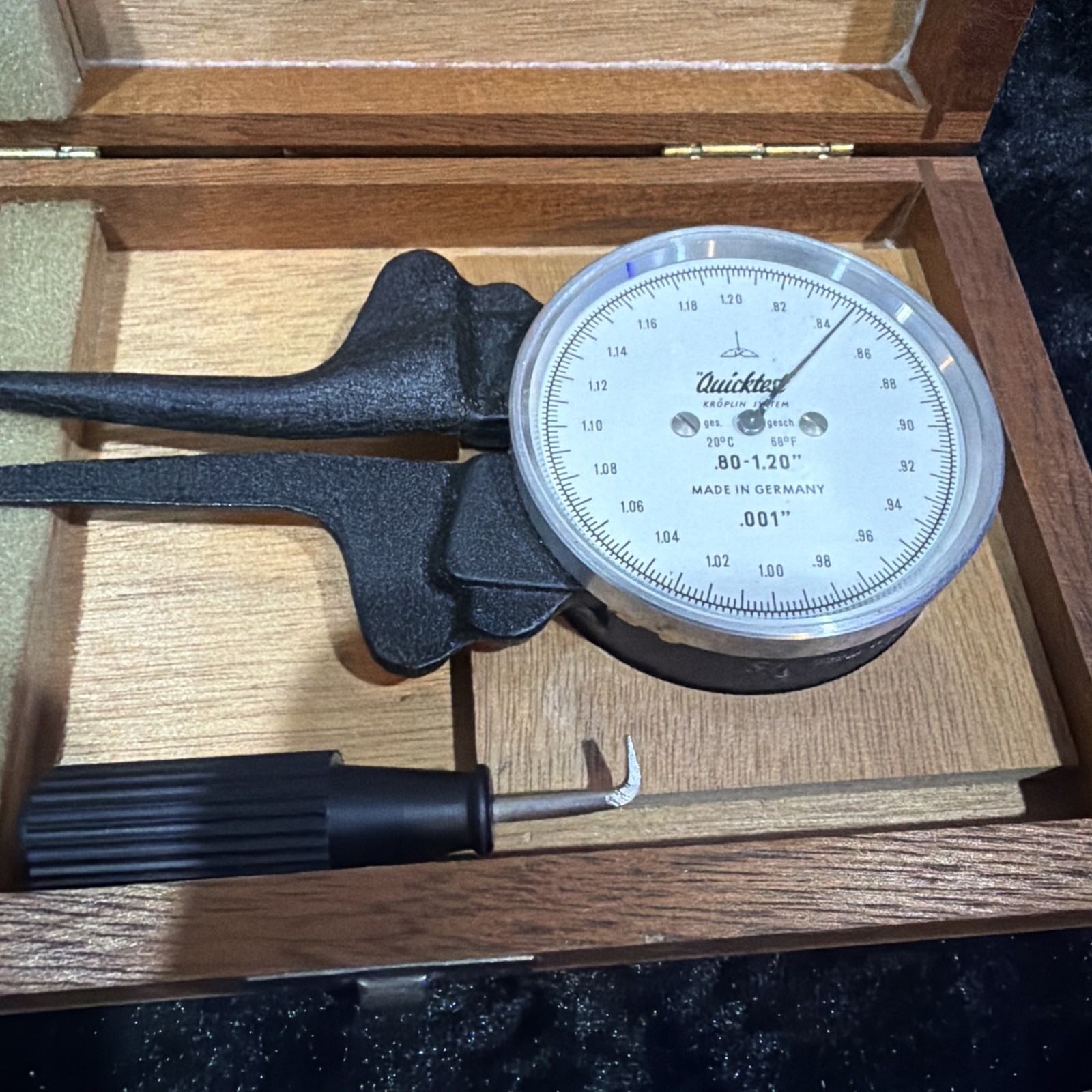 GERMAN MADE QUICKTEST .80 " -1.20” X .001 " INSIDE MICROMETER with box