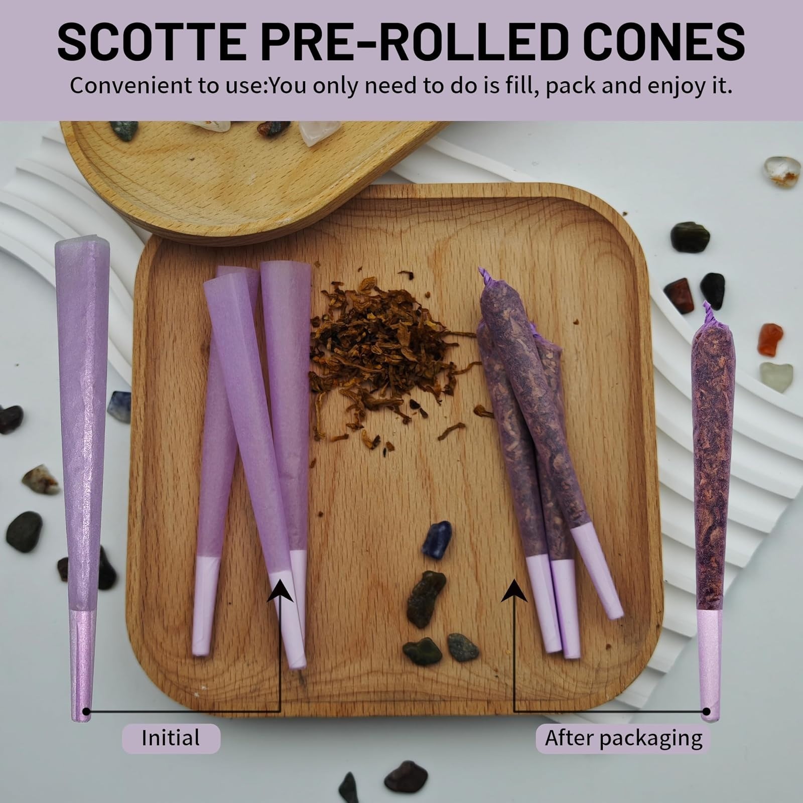 usixdaxla Purple Pre Rolled Cones - 100 Pack King Size Rolling Papers
