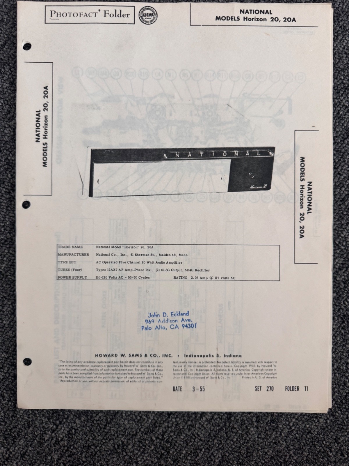 APPROVED ELECTRONICS, NATIONAL VARIOUS MODELS INFO AND SCHEMATICS