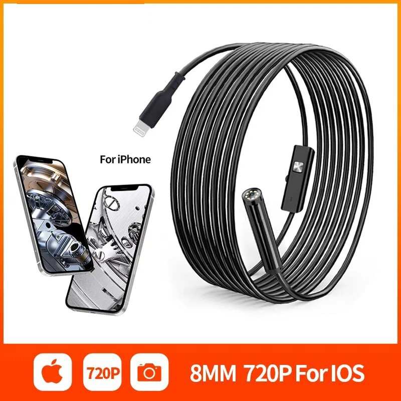 Endoscope/Borescope Camera for iPhone/iOS - With Light - 720p