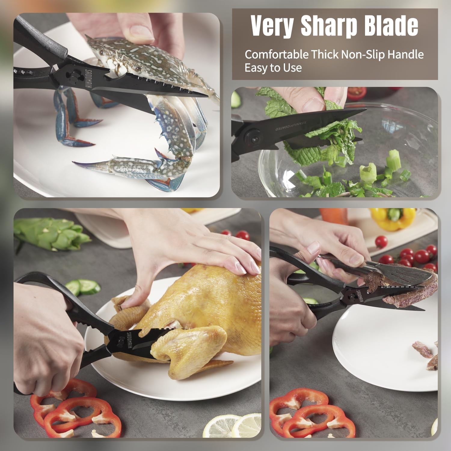 Kitchen Scissors All Purpose, Extra Sharp Kitchen Shears with Knife Sharpener