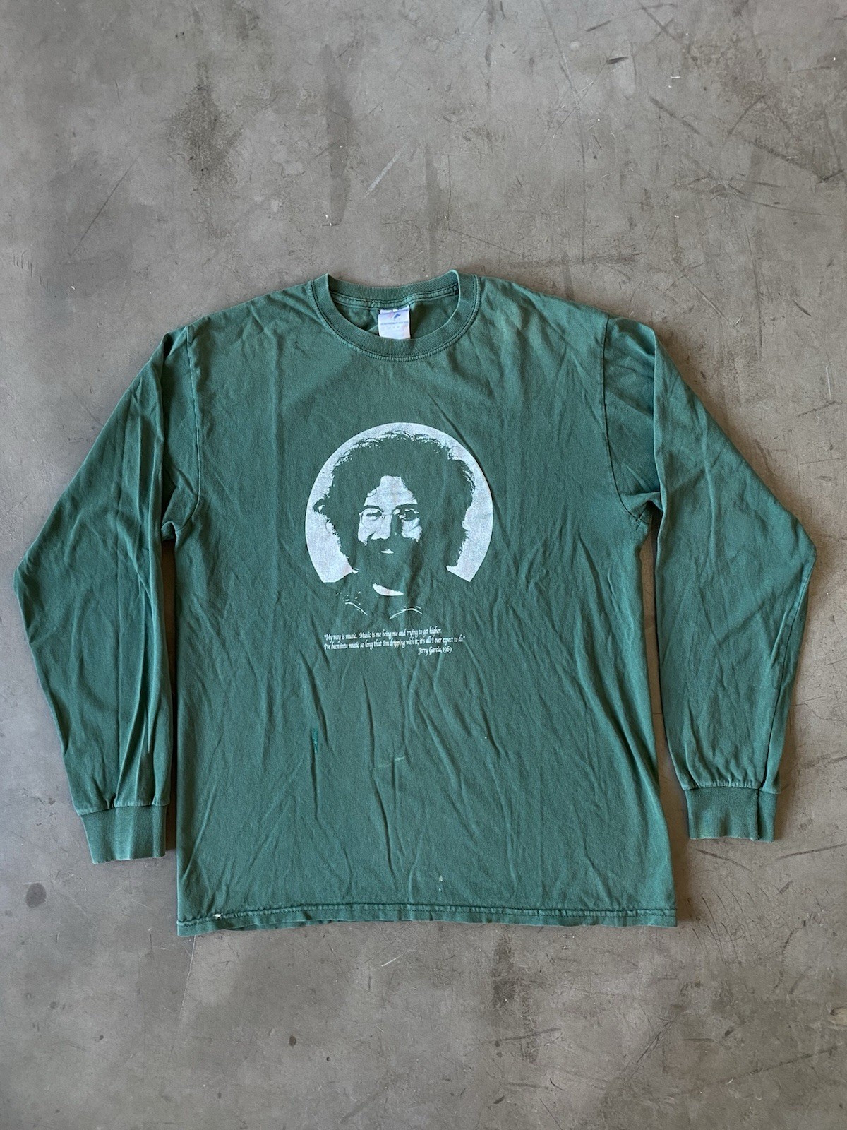 Jerry Garcia Memorial Grateful Dead Long Sleeve Shirt Hand Print Size M