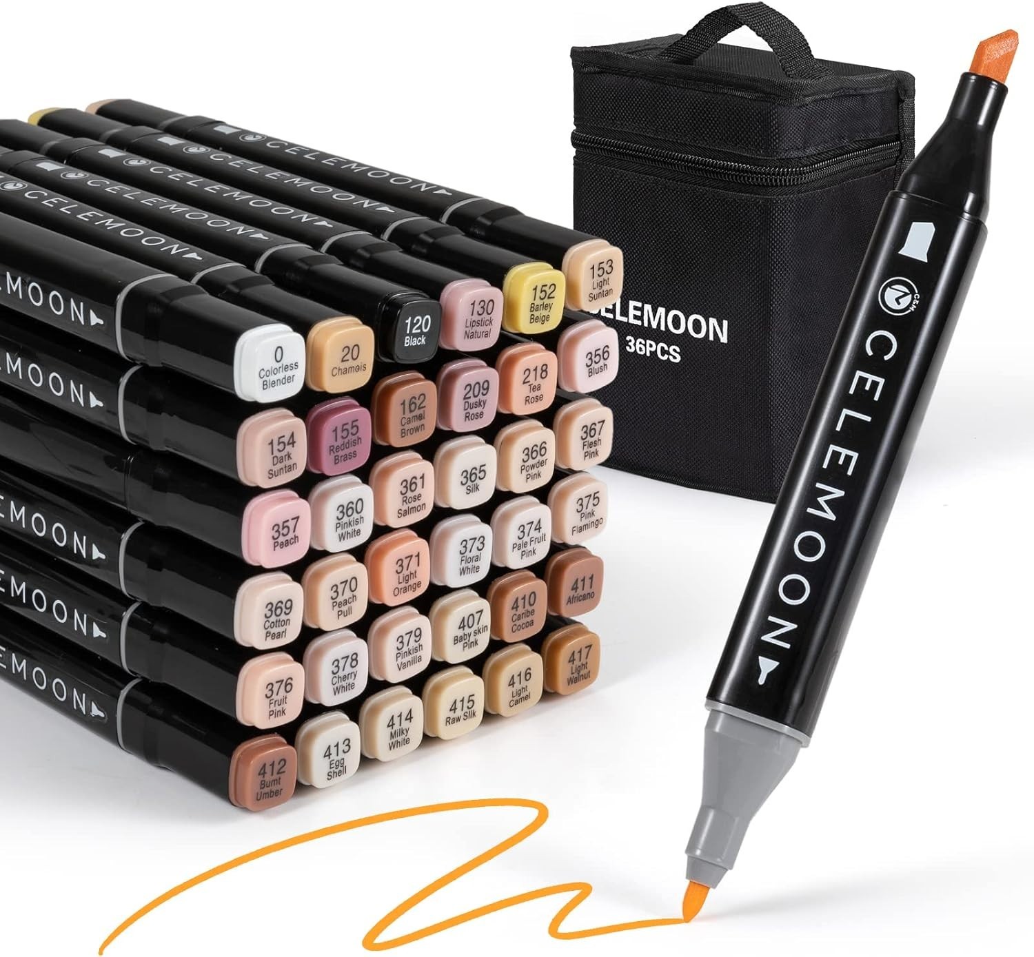 36 Tone Colors Dual Tip Alcohol Markers Pens - Fine and Broad Chisel Sketch Art