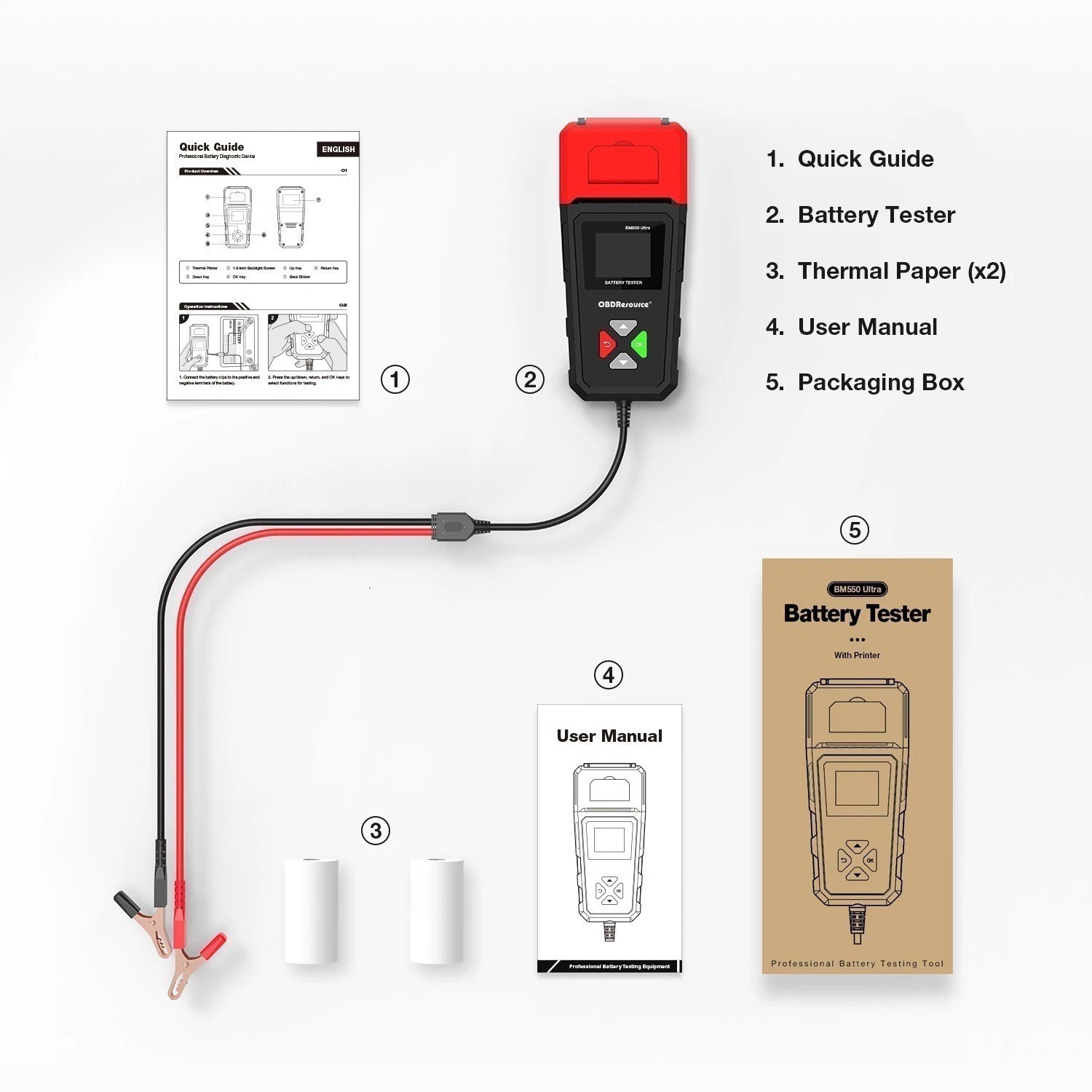6V 12V 24V Digital Battery Electrical System Analyzer Kit w/ Printer
