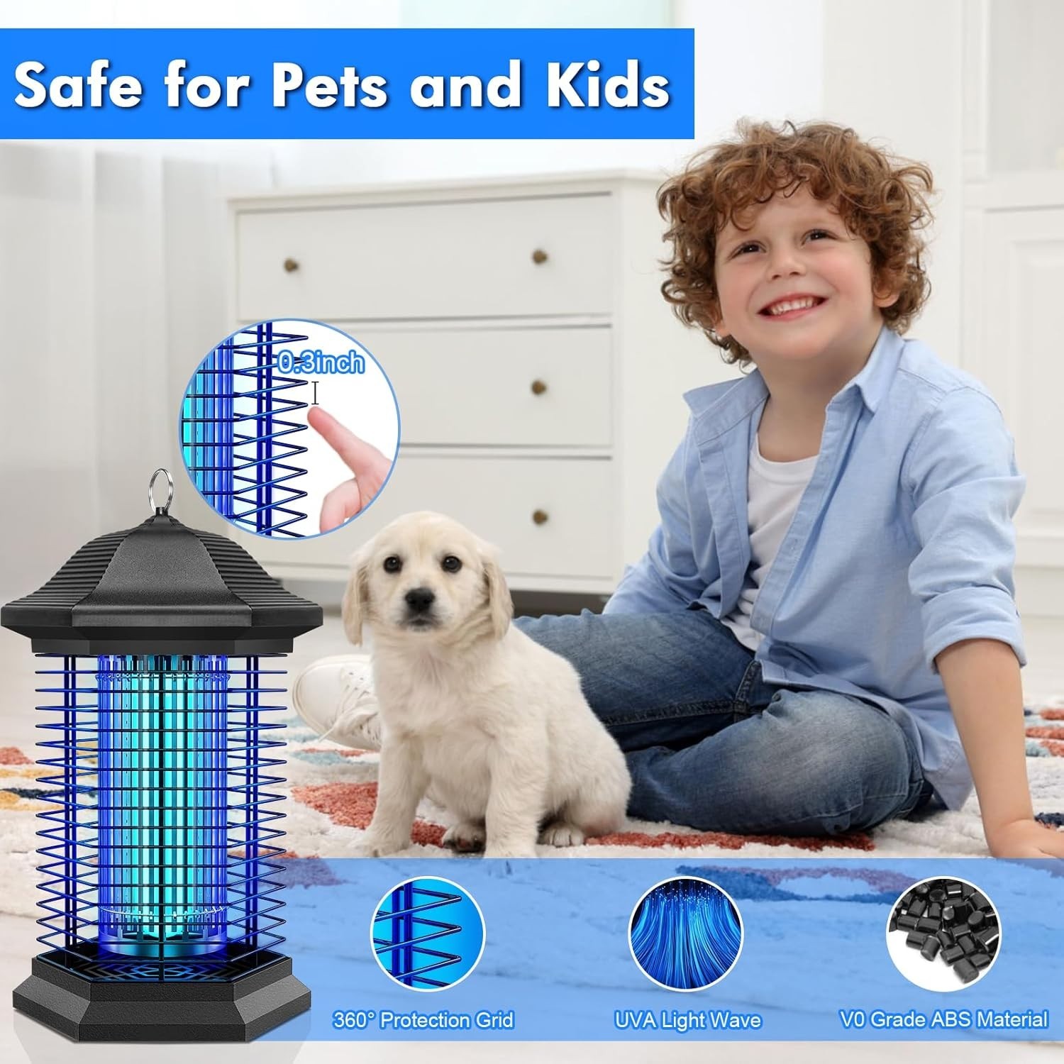 Jawlark Bug Zapper 4400V Waterproof Plug In Patio Kitchen