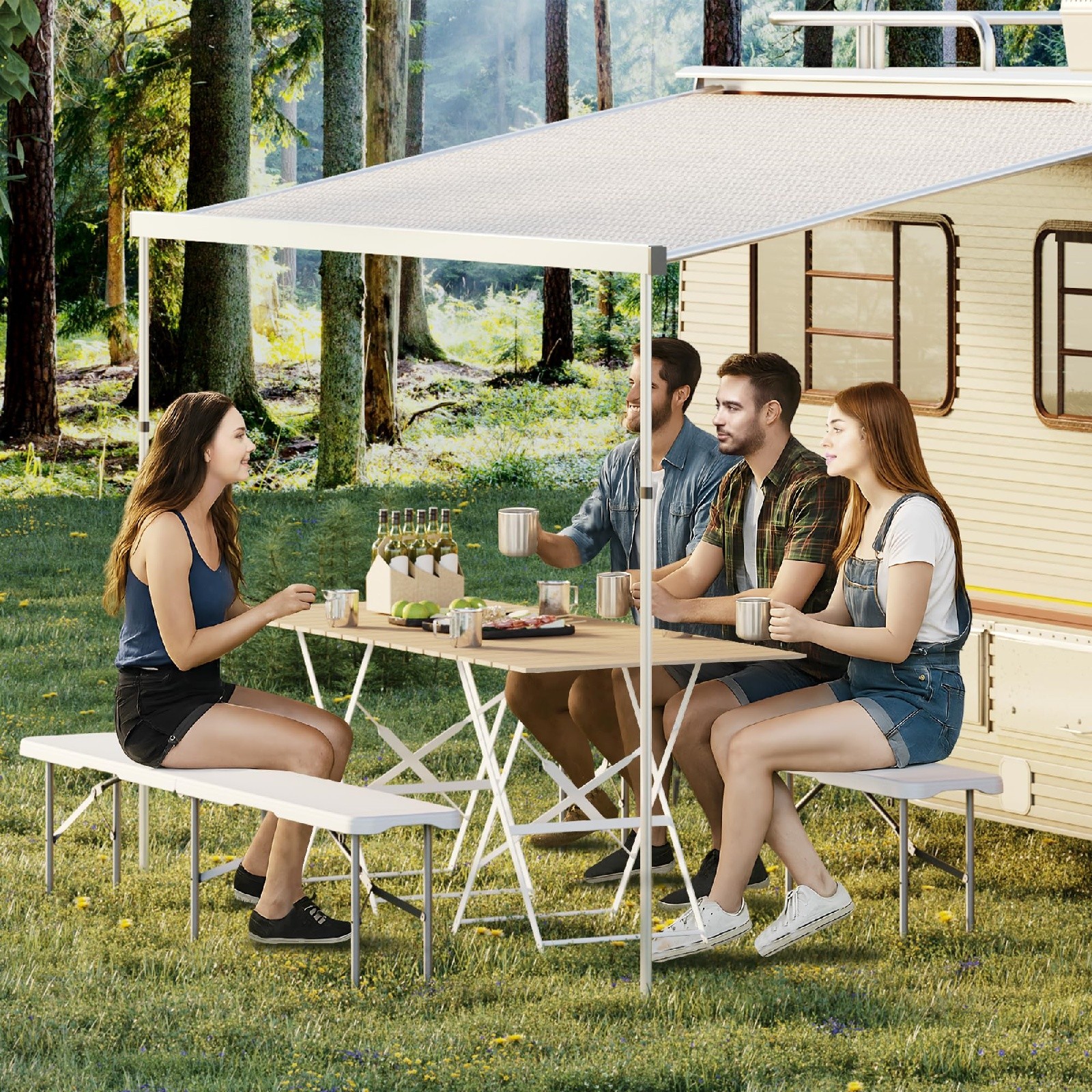 ✨2Pack Portable Folding Bench 6 Foot,Foldable Bench with Carrying Handle Camping