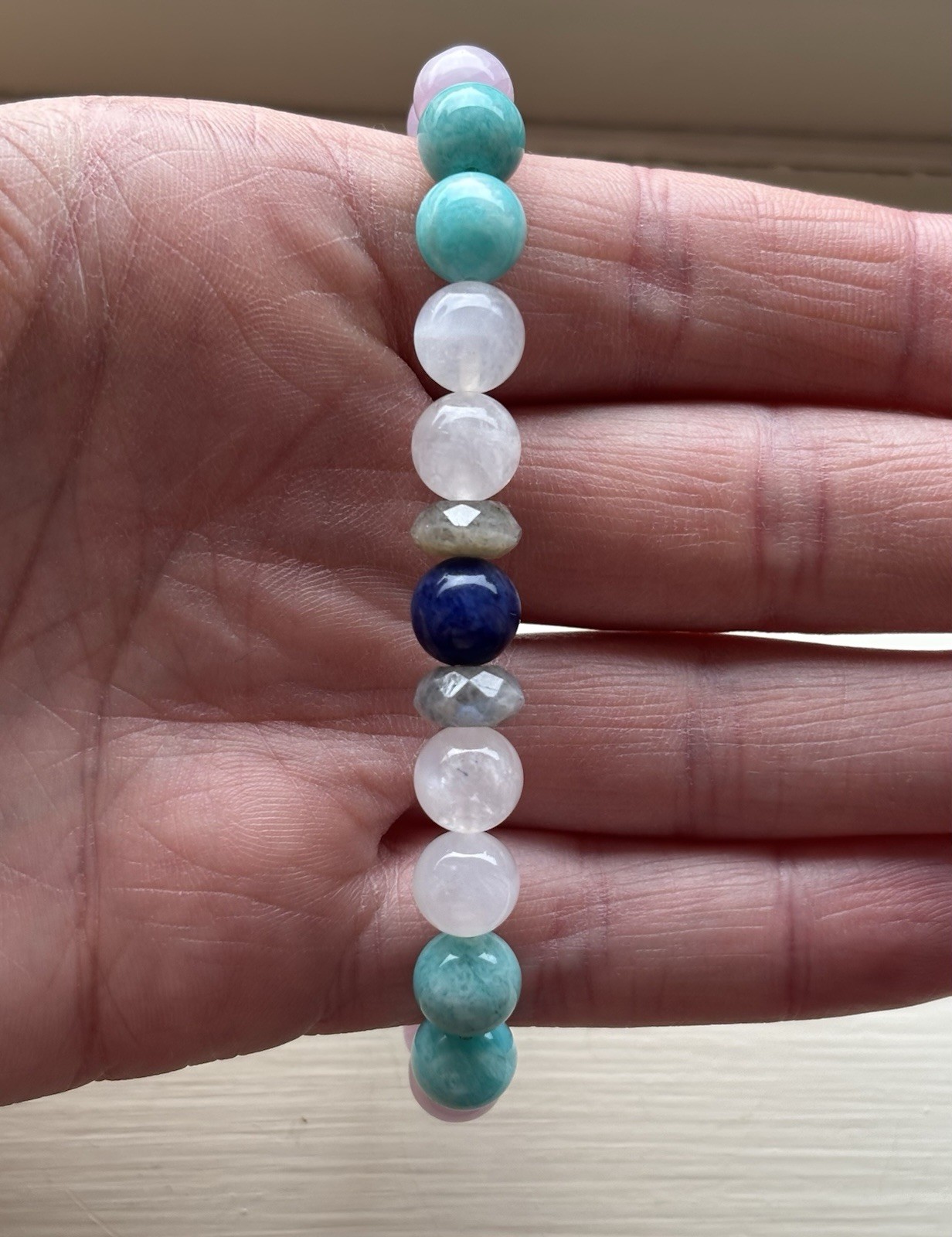Gemstone Bracelet – Moonstone, Amazonite, Kunzite, Sodalite, & Labradorite