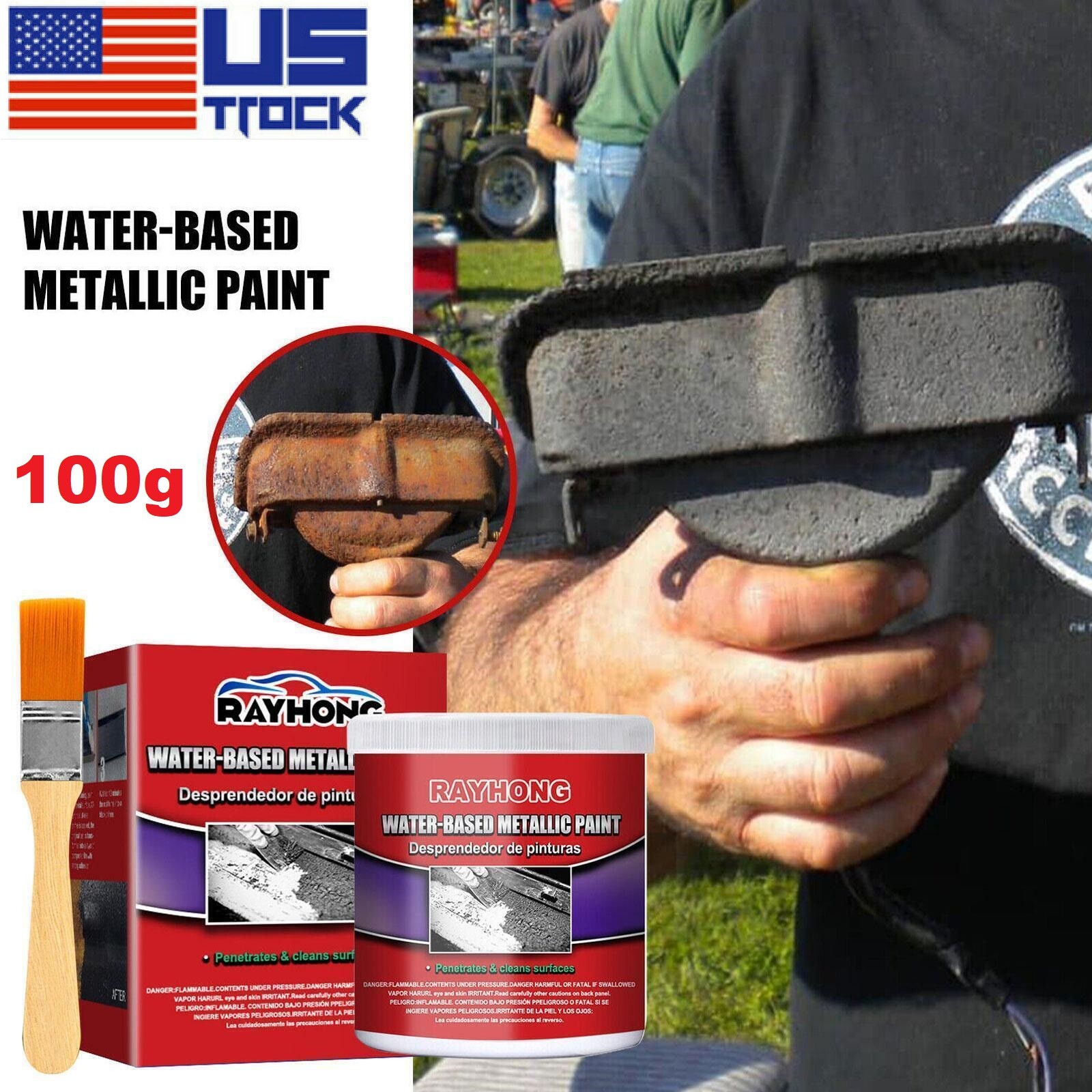 2× 100ML Metal Rust Remover Water-based Metallic Paint Rust Conversion Agent New