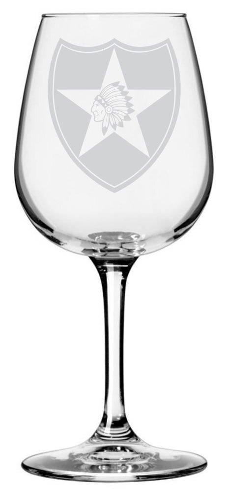United States Army 2nd Infantry Division Etched Stemmed 12.75oz Wine Glass
