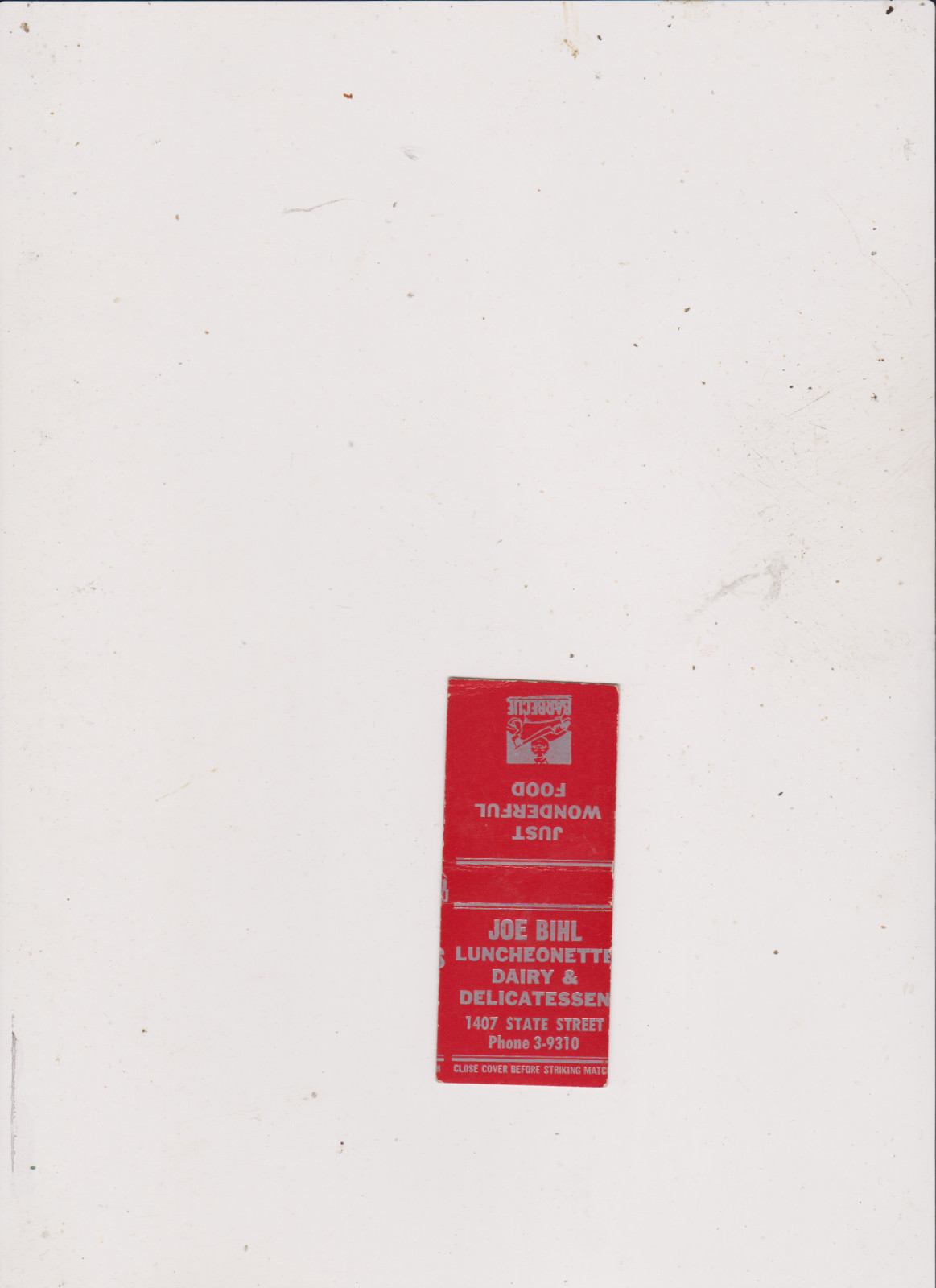 JOE BIHL DAIRY- matchbook