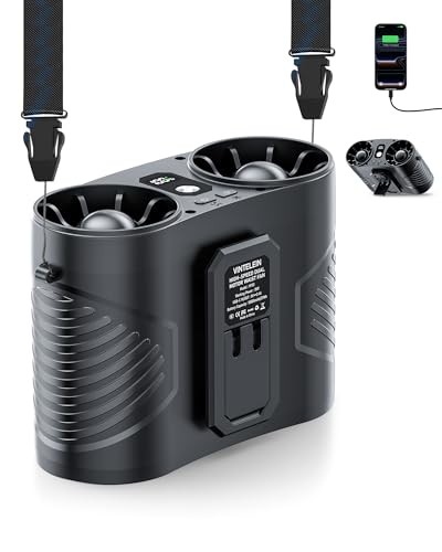 Dual Motor Wearable Waist Fan, 34000RPM Super Strong Airflow, 1 Black