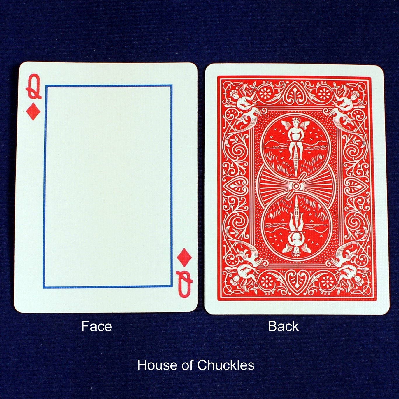 Queen of Diamonds Frame, Bicycle Printed Gaff Card, Red