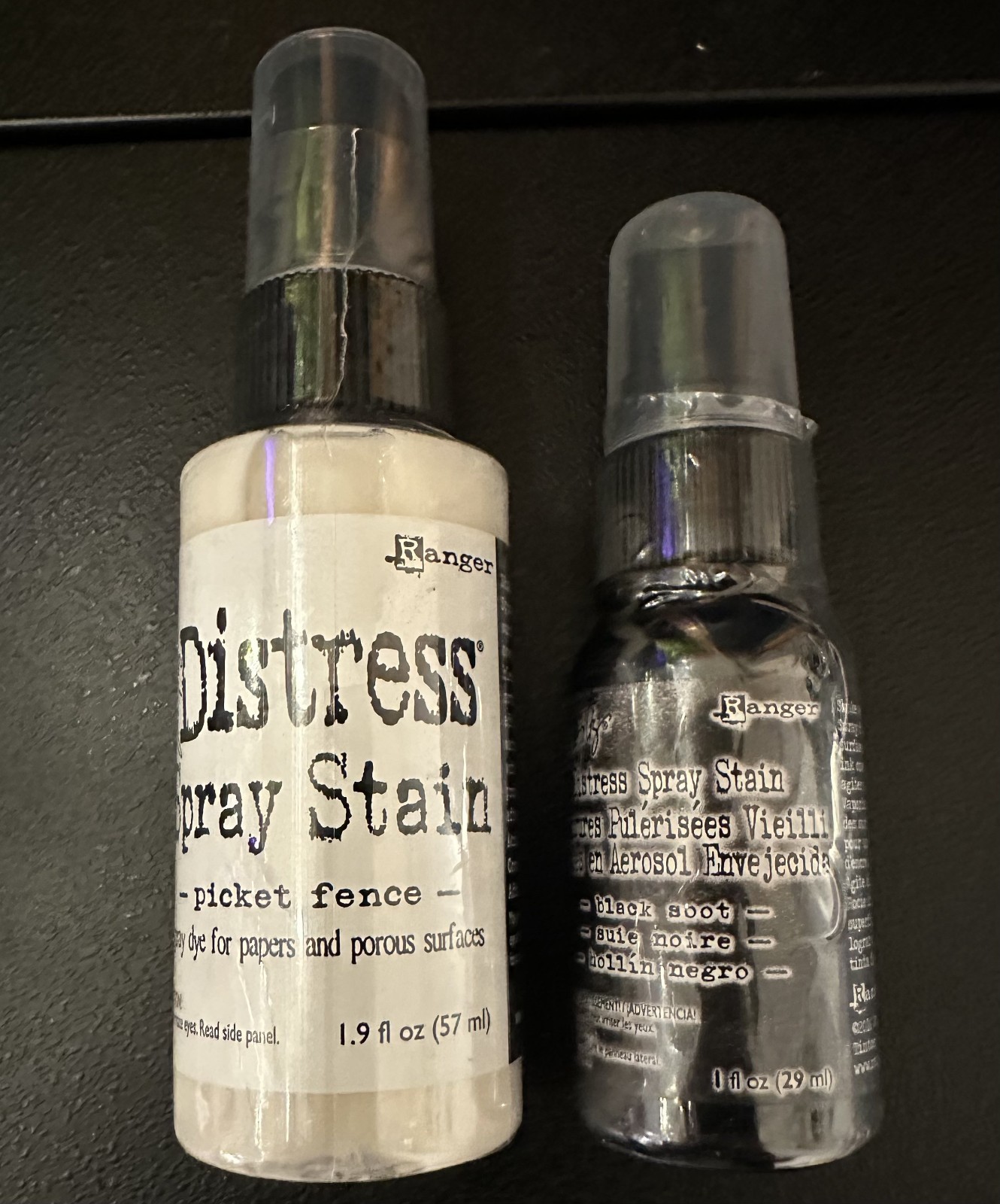 Ranger Tim Holtz DISTRESS SPRAY STAIN- Picket Fence (1.9oz) & Black Soot (1oz)