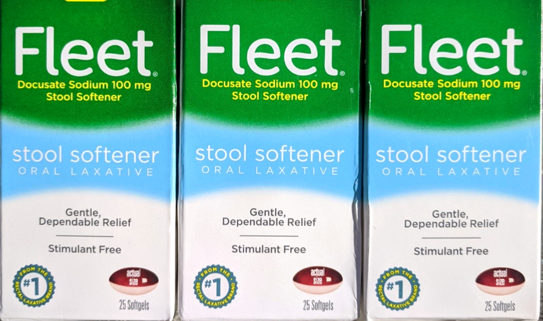 3 PACK Fleet Laxative Stool Softener Oral Laxative for Constipation- 75 softgels