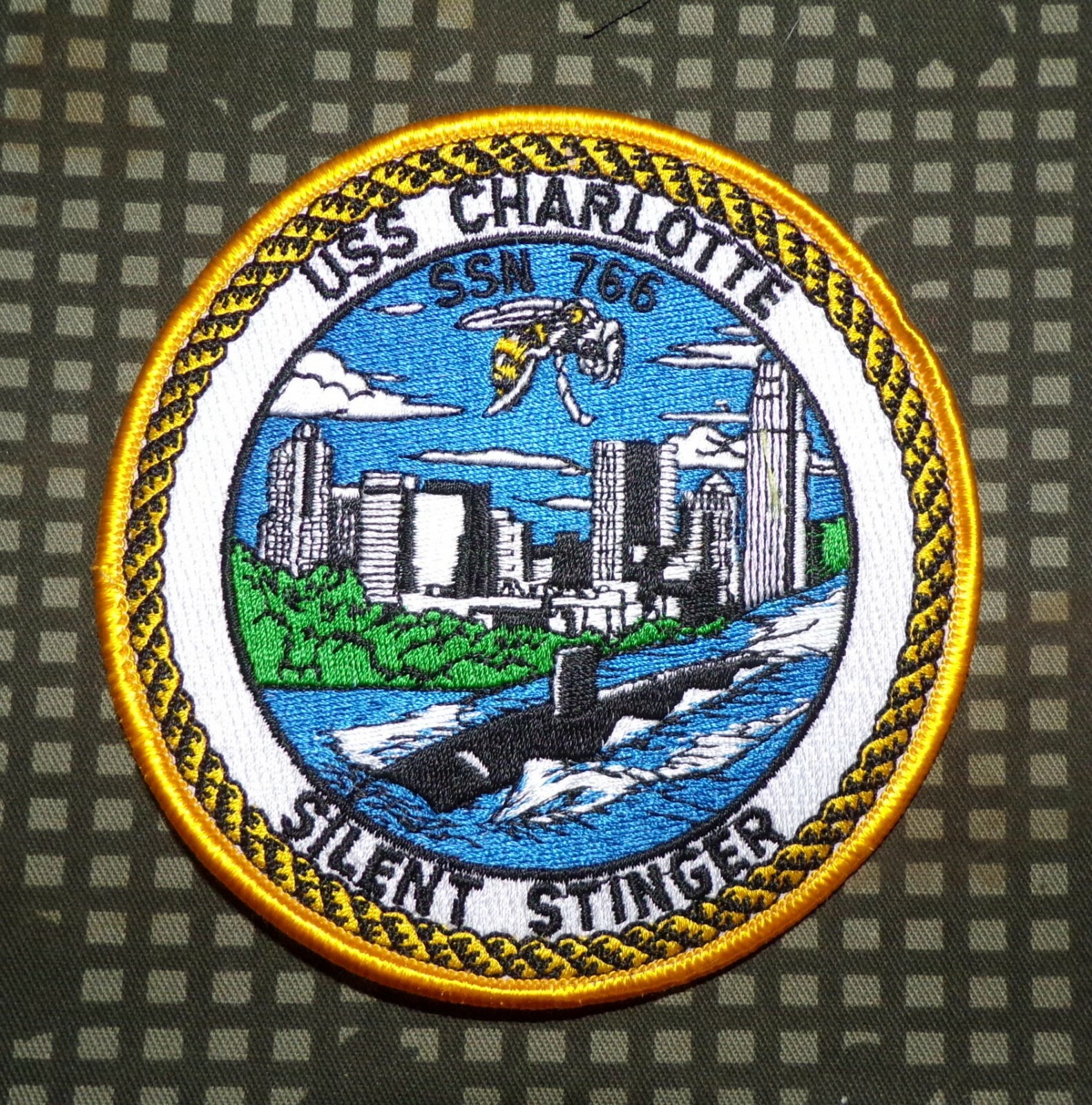 US Navy USS Charlotte SSN 766 Submarine Embroidered Full Color Patch