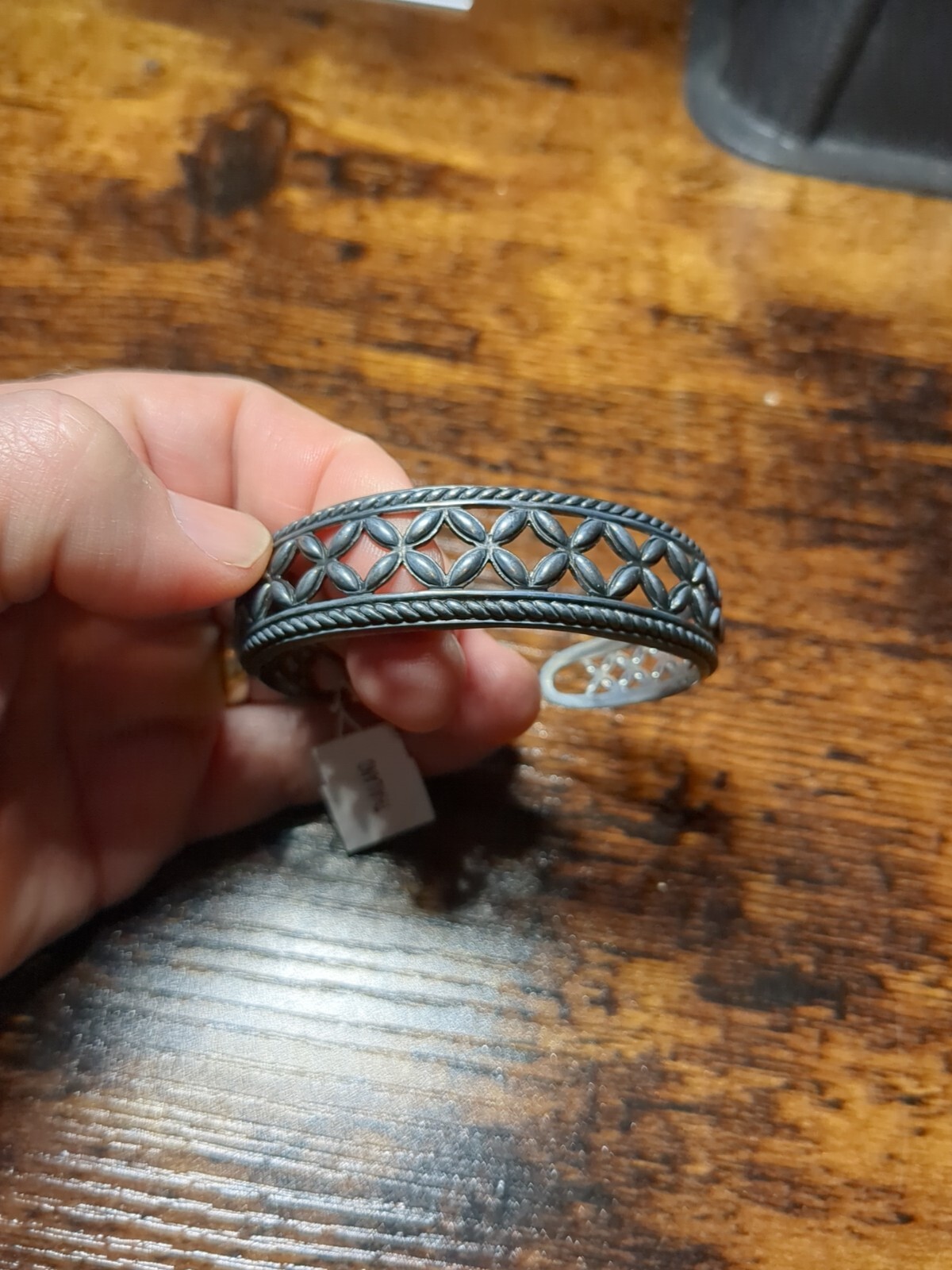 Sterling Silver Cuff Bracelet Woven X Flower Pattern 925 Thailand 1.1 Oz 4 Avail