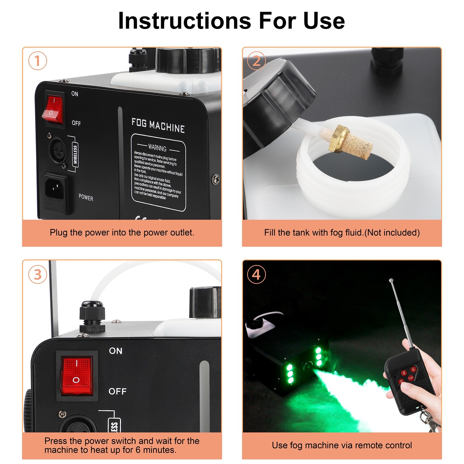 1500W Fog RGB 3in1 6 LED DJ Smoke Machine Stage Show Decor w/ Wireless Remote US