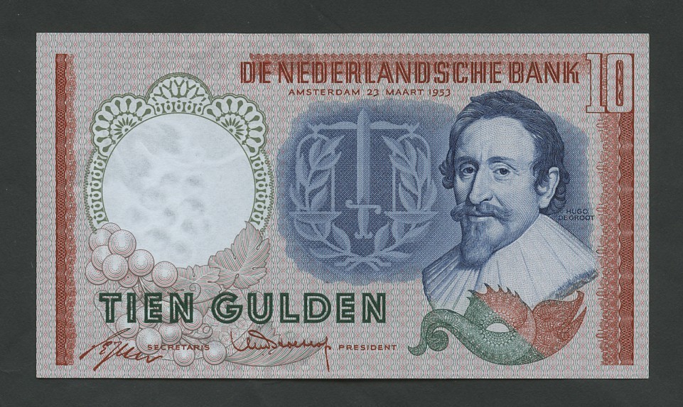 NETHERLANDS 10 gulden note 1953 Krause 85 Uncirculated World Paper Money