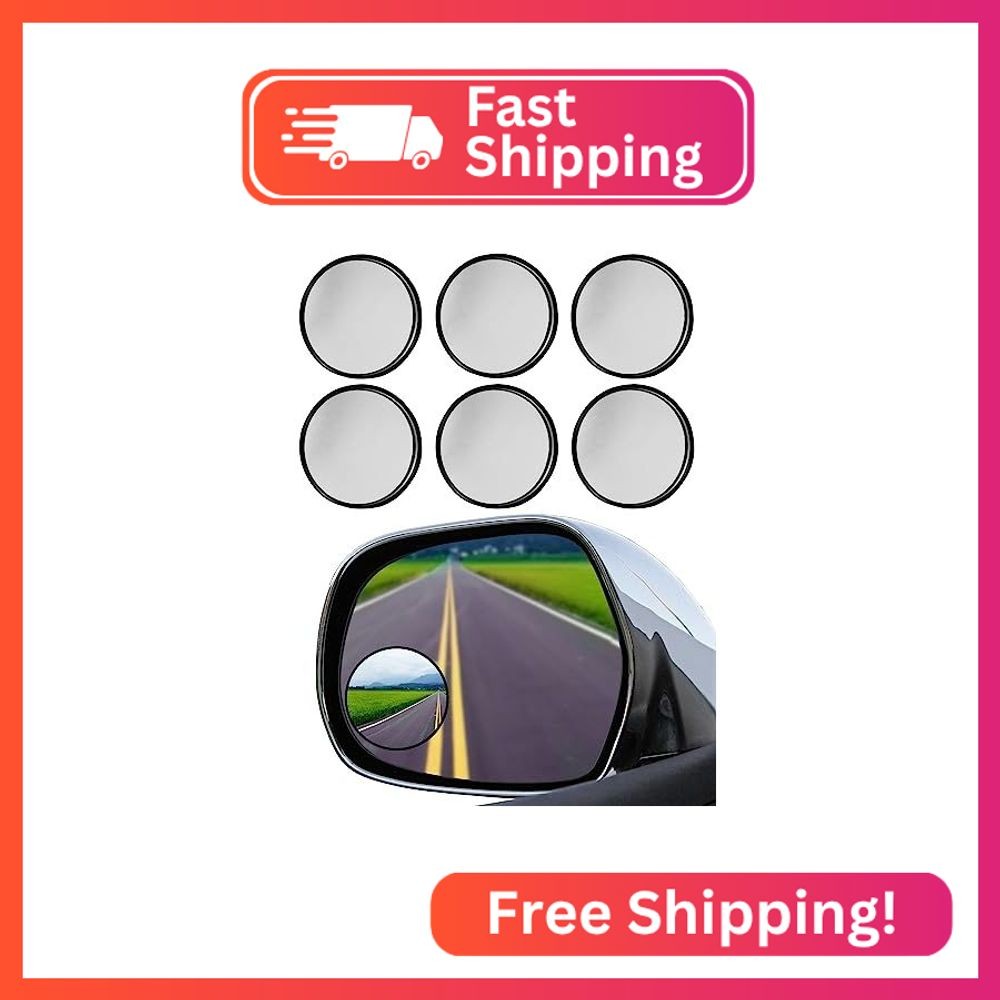 Iconikal Convex Rear View Blindspot Adhesive Mirror, 2-inch, Wide Angle, 6-Pack
