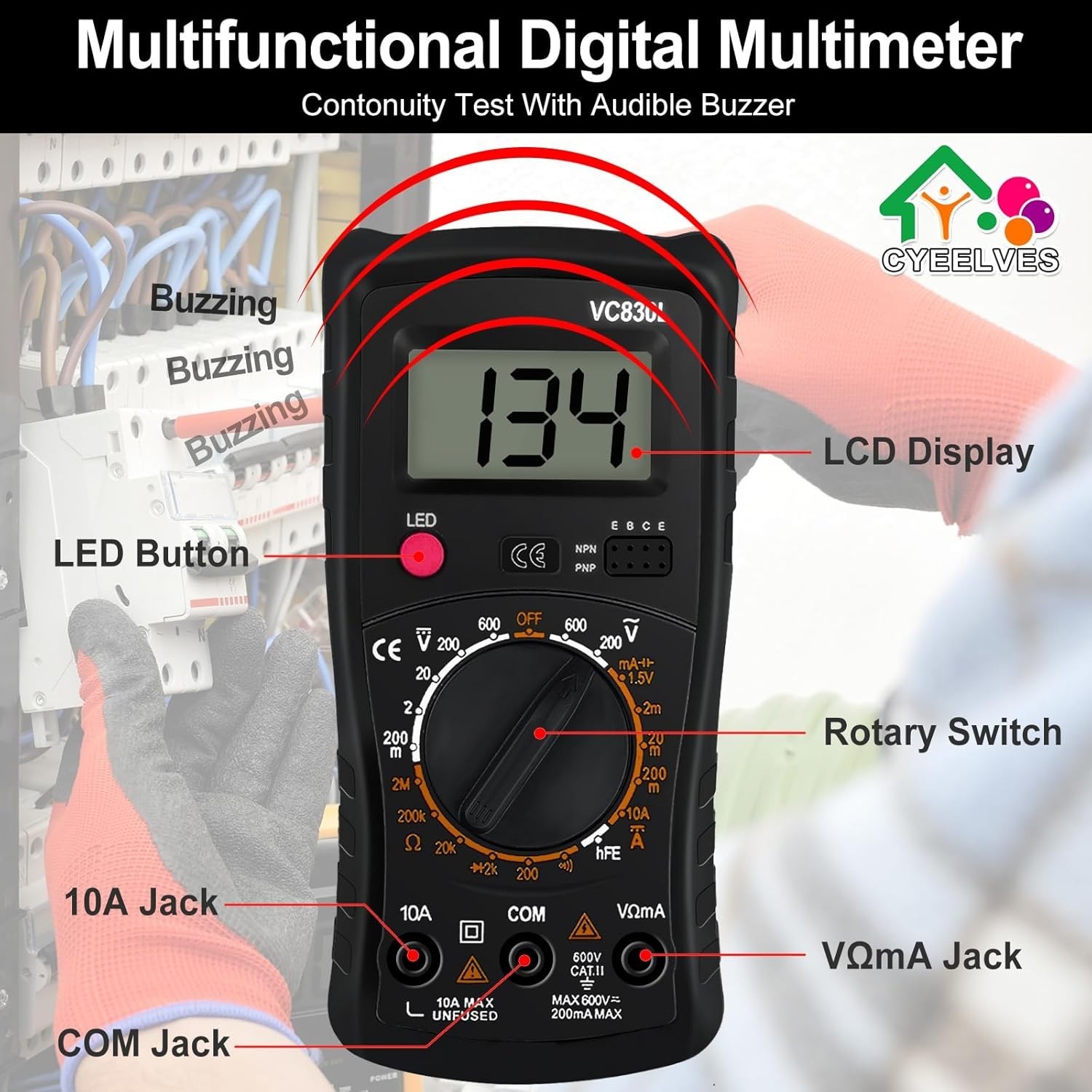 Versatile Pocket-Sized Multimeter with LCD Display for Electrical Measurements