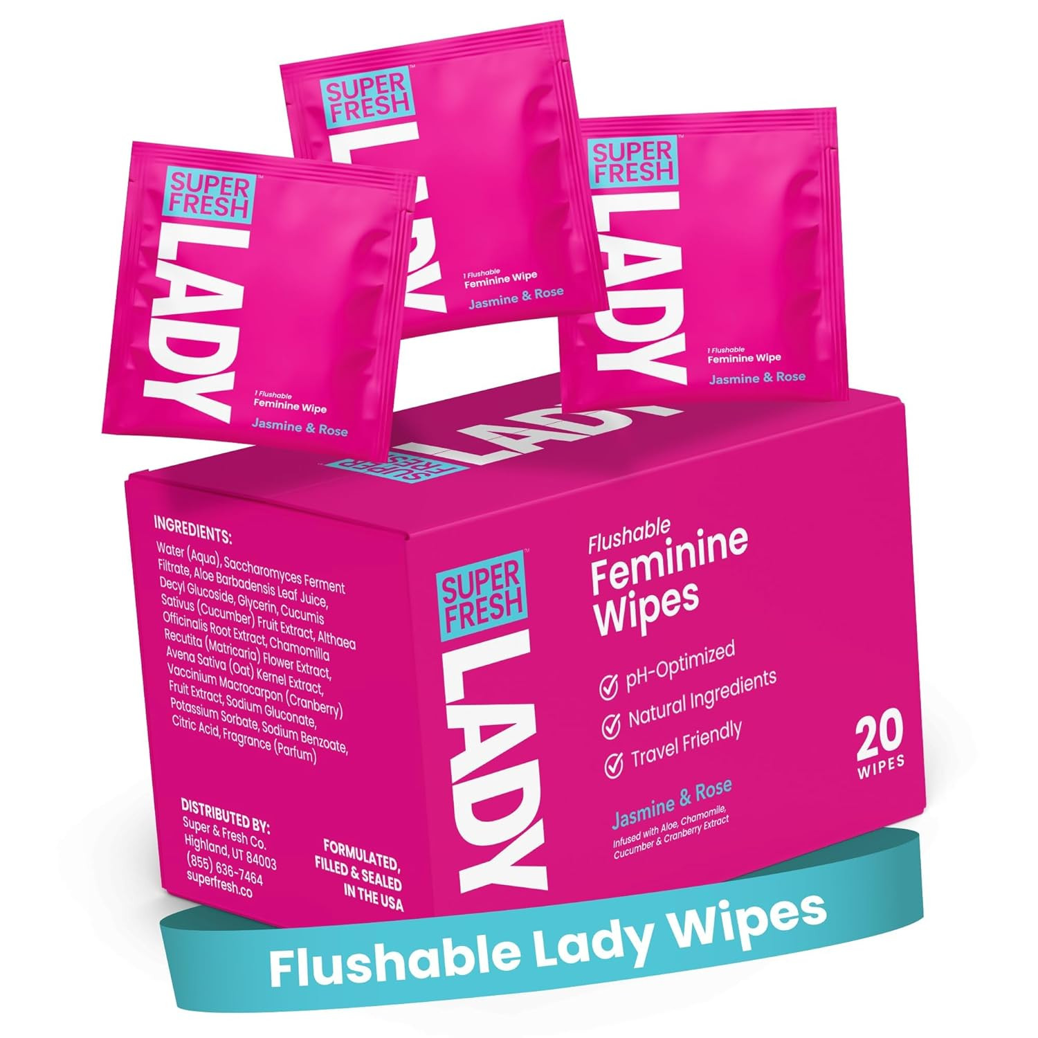 Super Fresh Lady Parts Feminine Wipes Flushable Ph Balanced Wet Wipes for Women