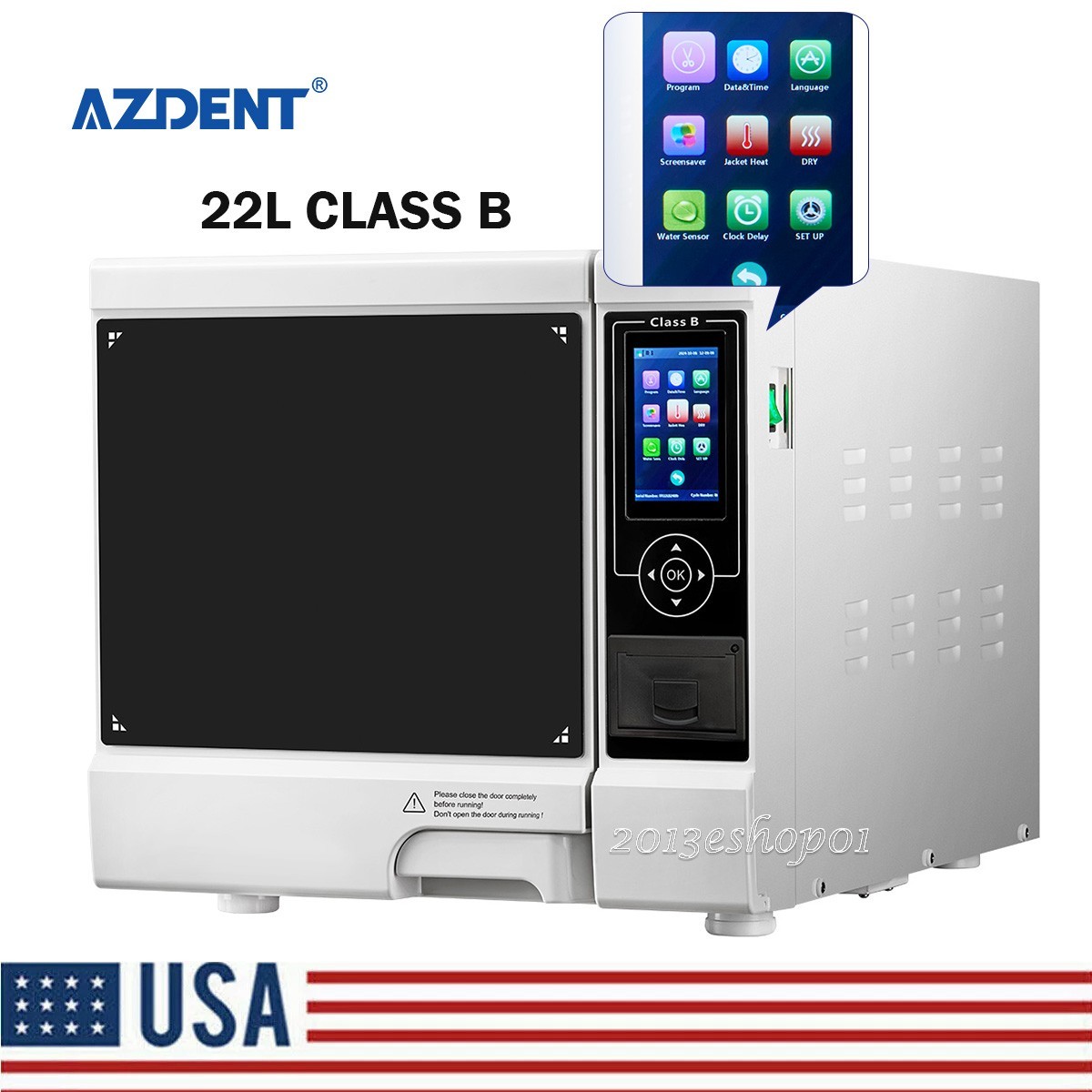 22L CLASS B Dental Medical Digital Autoclave LCD Dry Heat Steam Sterilizer