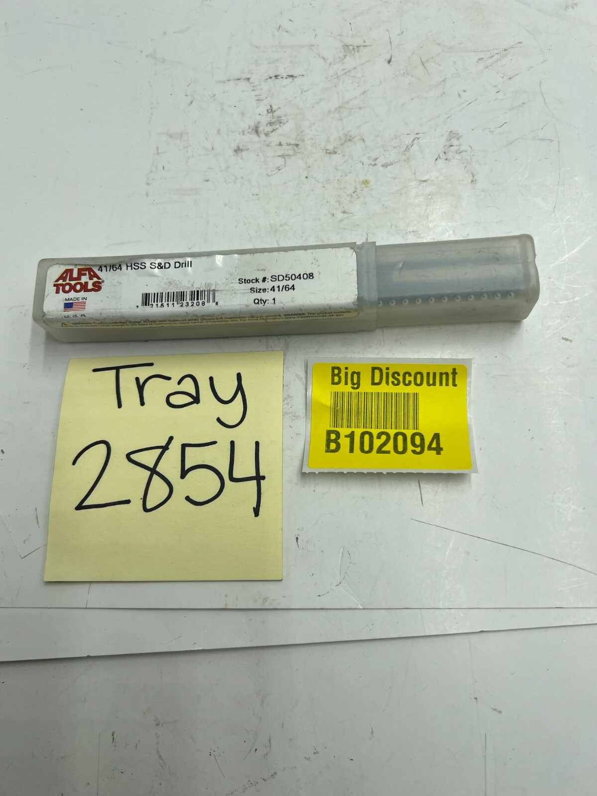 Alfa Tools SD50408 41/64" High-Speed Steel 1/2" Shank Silver and Deming Drill