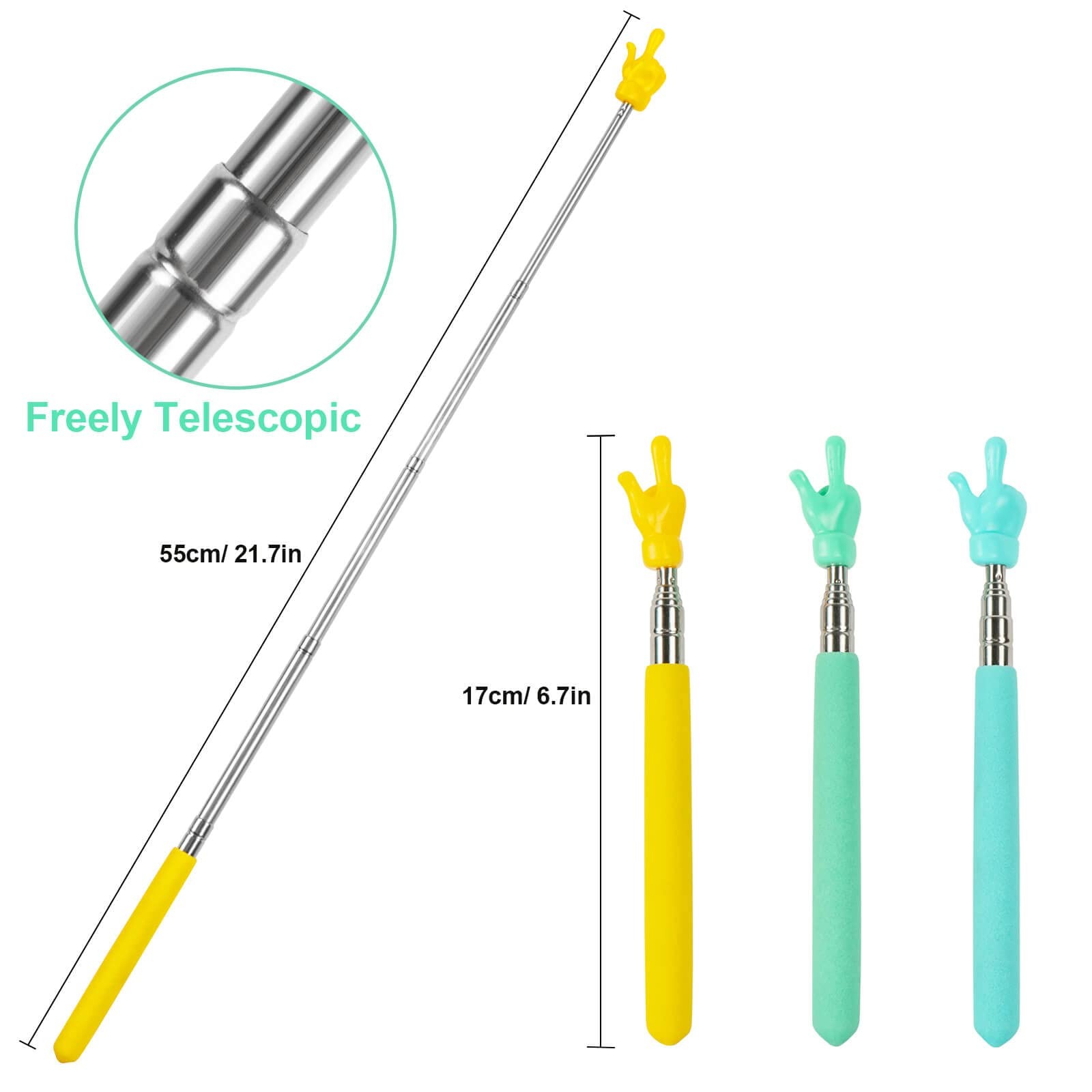Retractable Finger Pointer Stick for Classroom: Extendable Telescopic...