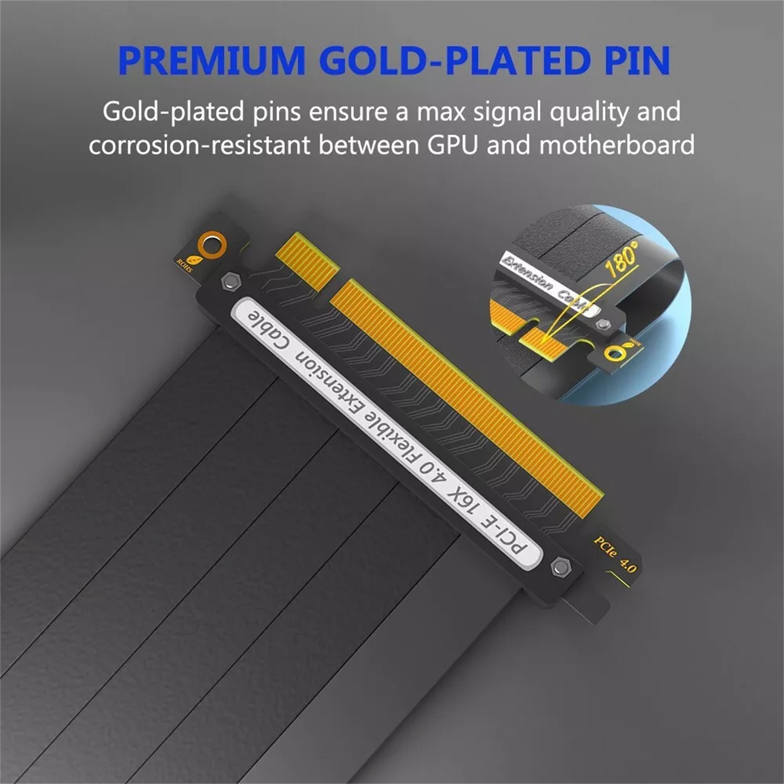 PCI-E 4.0 Extension Cable GPU Riser Cable Compatible With Most GPU/Motherboard