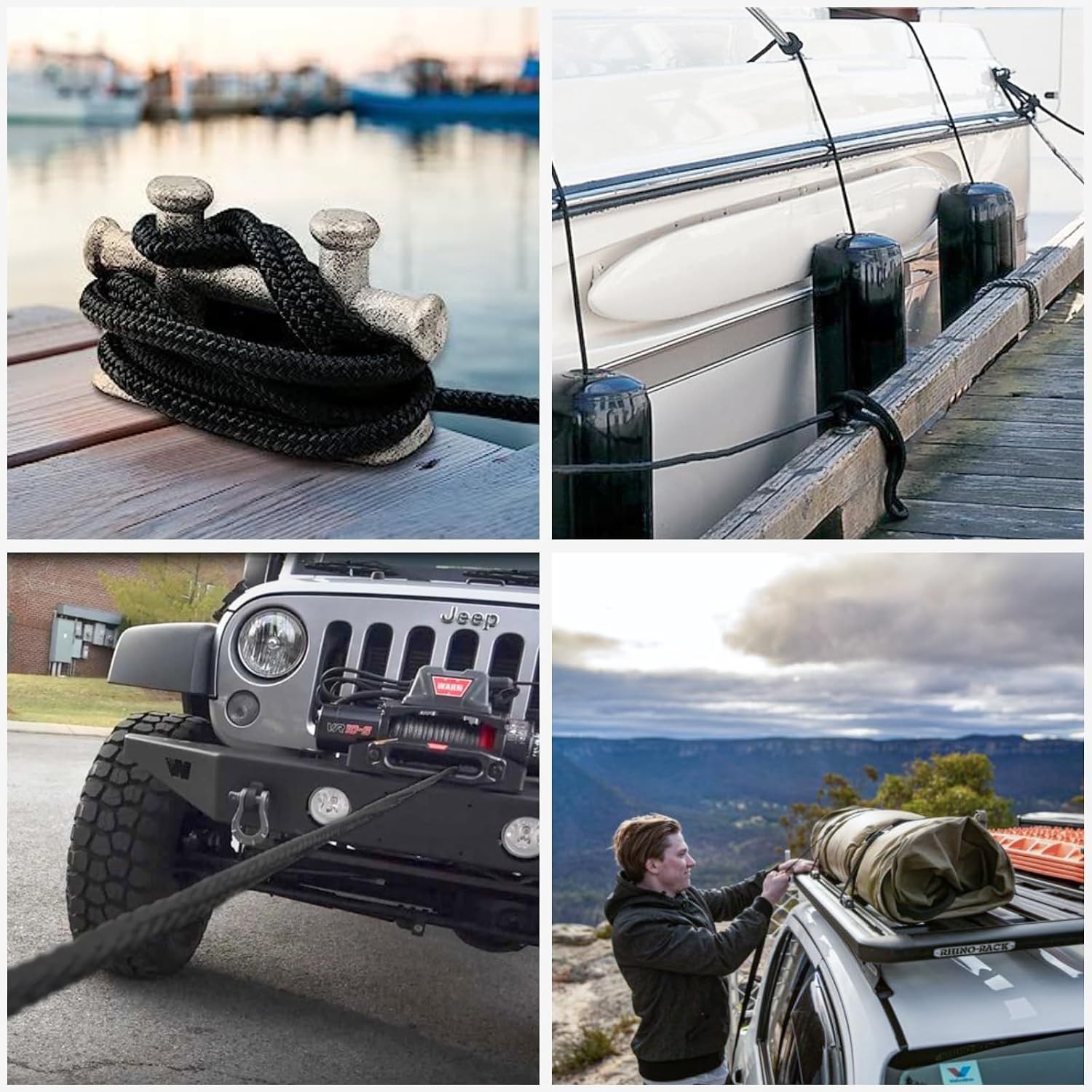 Durable Double Braided Nylon Dock Lines with Pre-Spliced Loop - 40ft Total