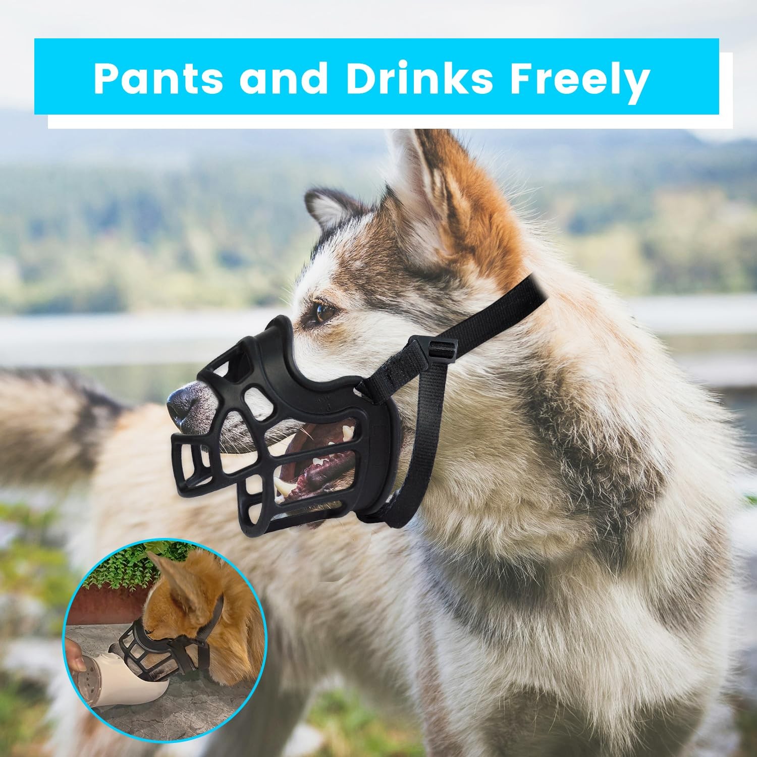 Dog Muzzle, Basket Muzzle Anti Biting Chewing, Sturdy Lightweight Muzzle Allo...