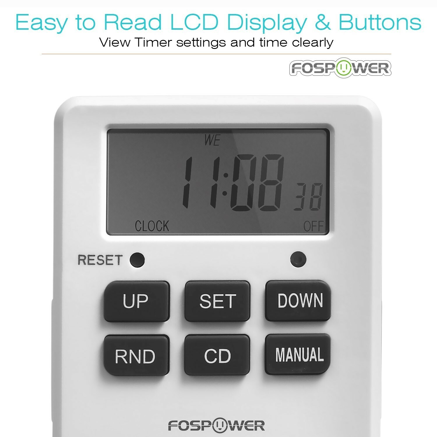 7 Day Digital LCD Electric Programmable Dual Outlet Plug In Clock Timer Switch