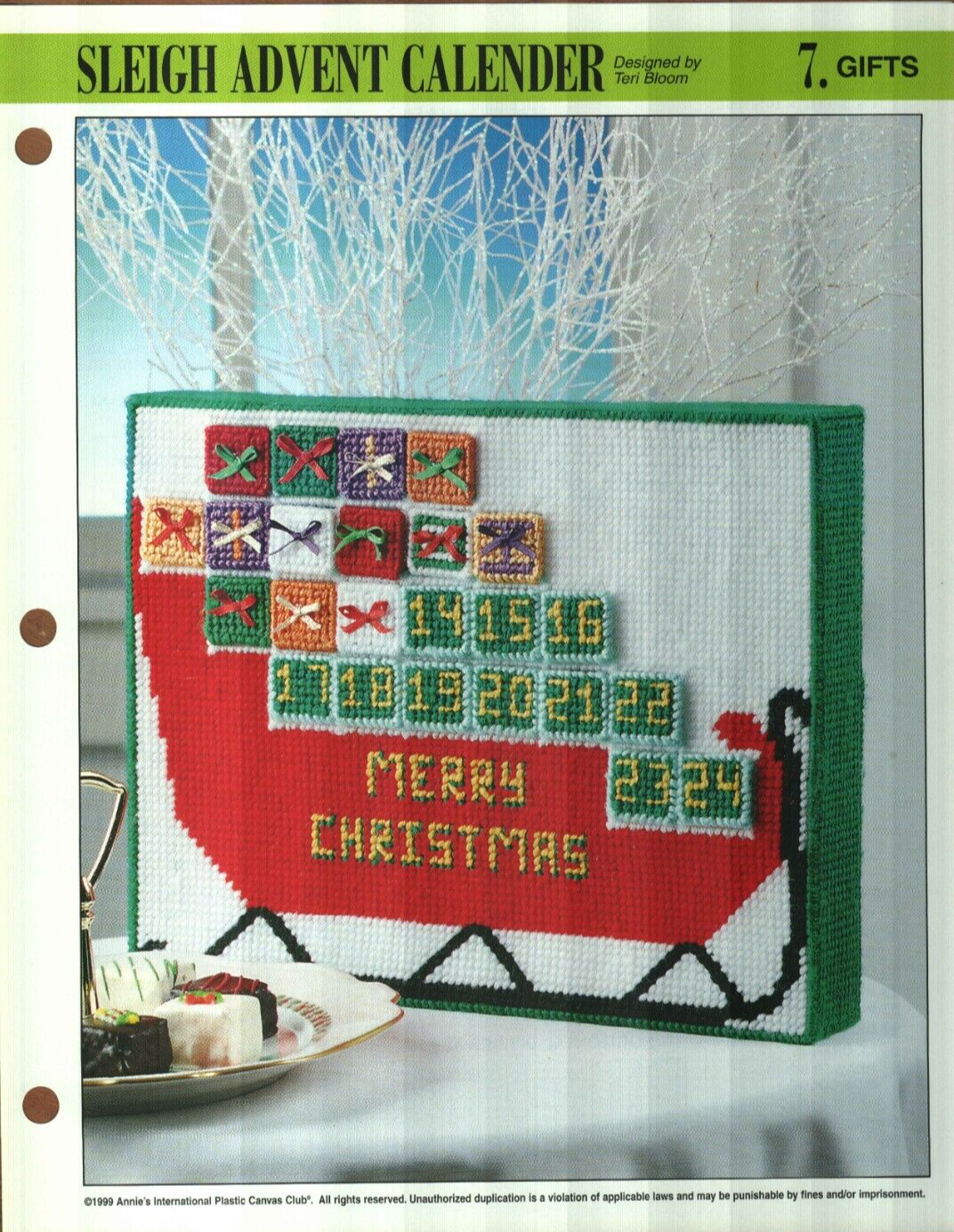 NEW SLEIGH ADVENT CALENDER CHRISTMAS ANNIES PLASTIC CANVAS PATTERN INSTRUCTIONS