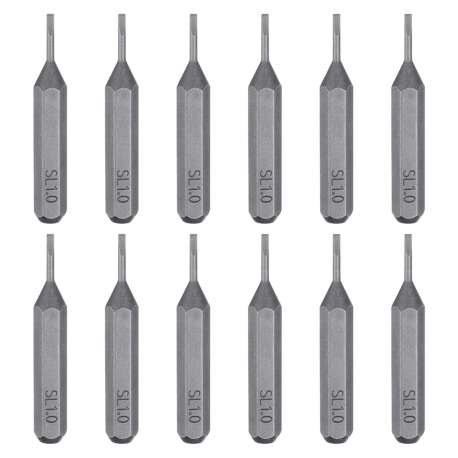 12pcs SL1.0 Slotted Screwdriver Bit 5/32" Hex Shank 28mm Magnetic Flat