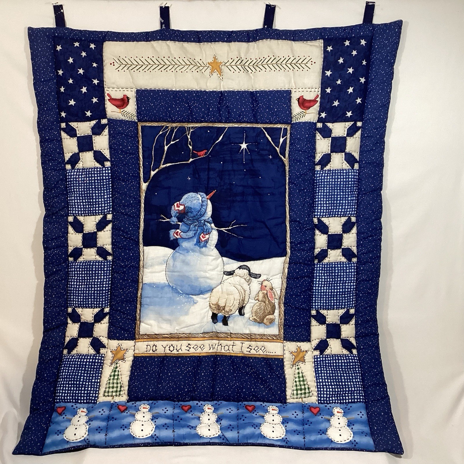 Christmas Snowman "Do You See What I See" quilted home decor Mantle…31” x 37"