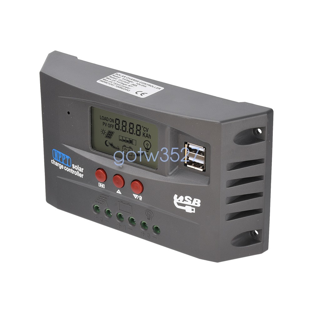 12V/24V 30A 60A 100A MPPT Solar Controller LCD Solar Charge Controller  Dual USB
