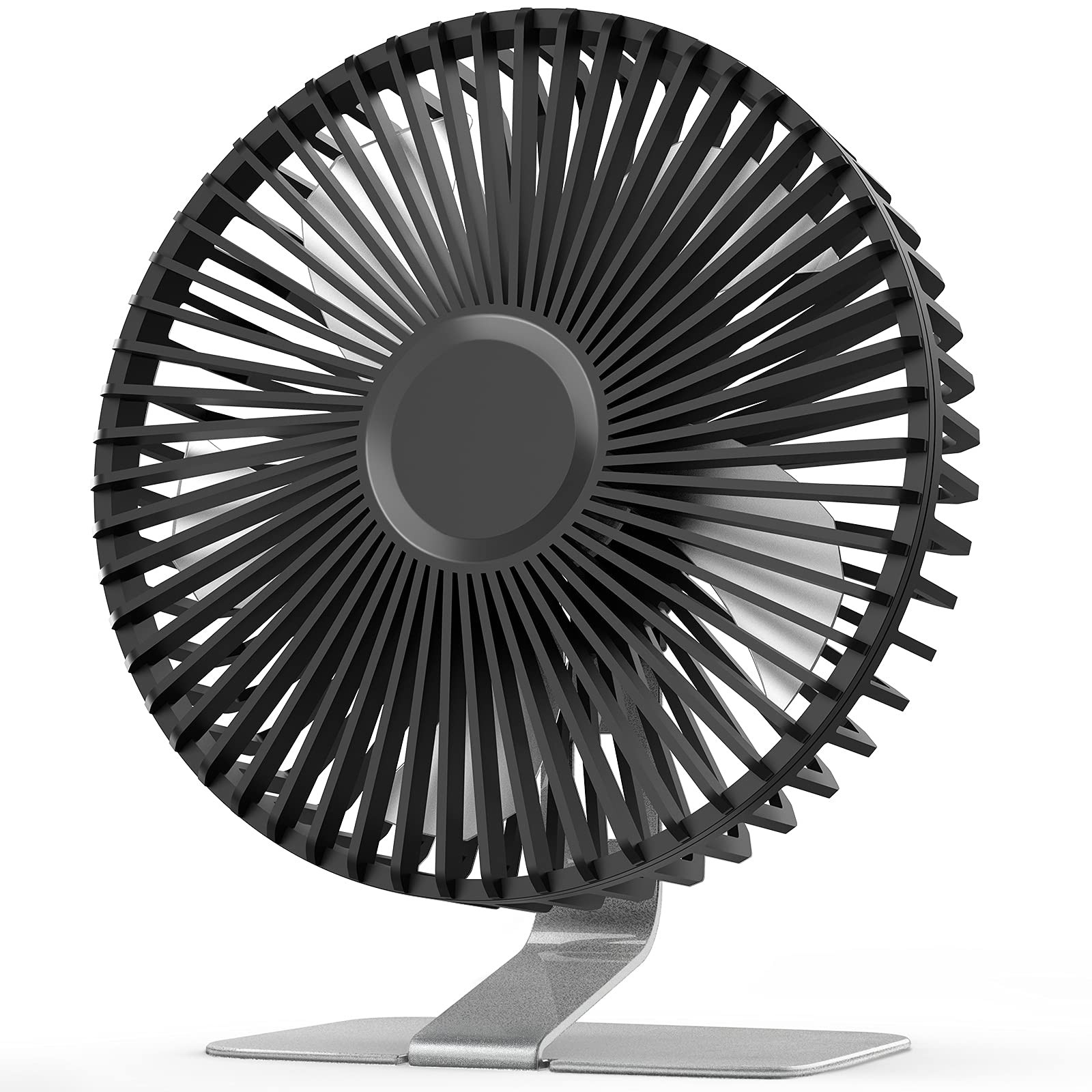 SLENPET 6 inch USB Small Desk Fan, 4 Speeds, Ultra-quiet, 90° 6 inch, Silver