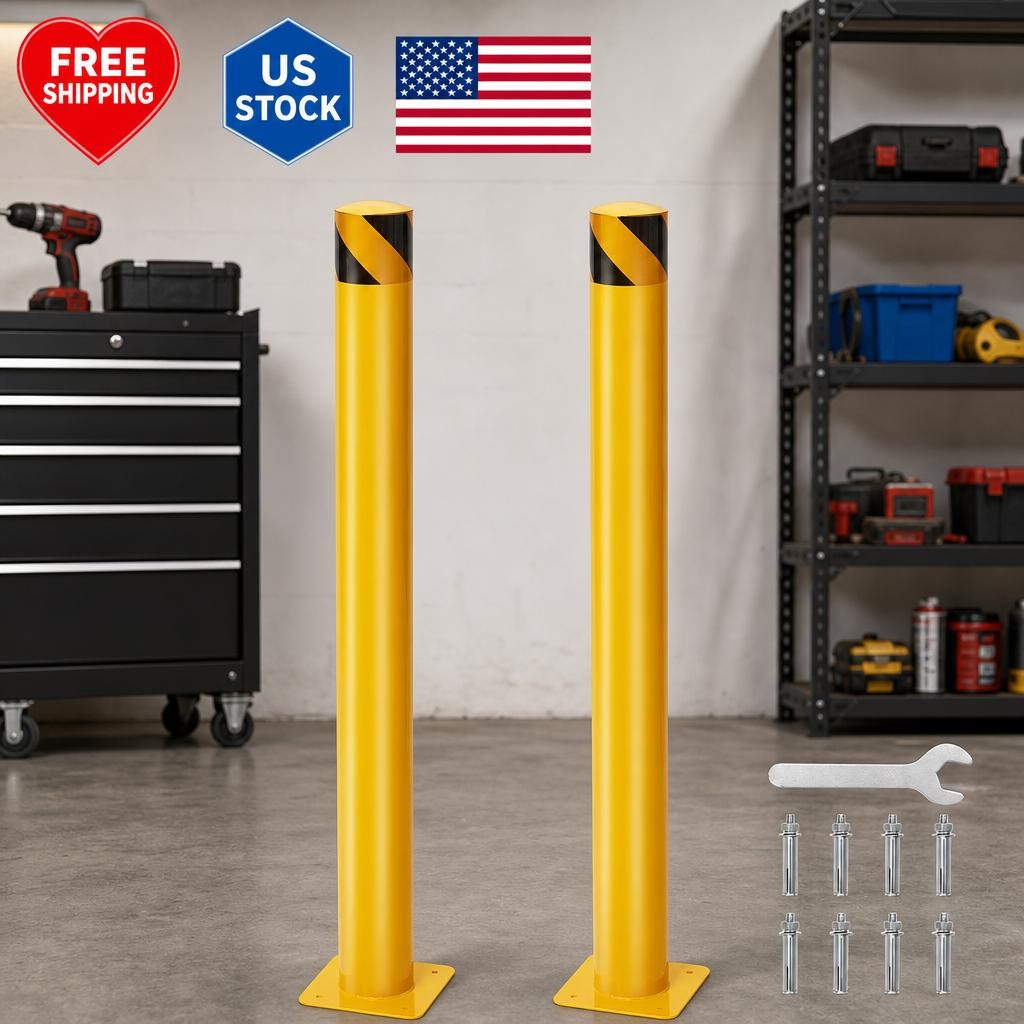 42 Inch Safety Bollard Posts for Facility & Current Protection, with 4.5" Diamet